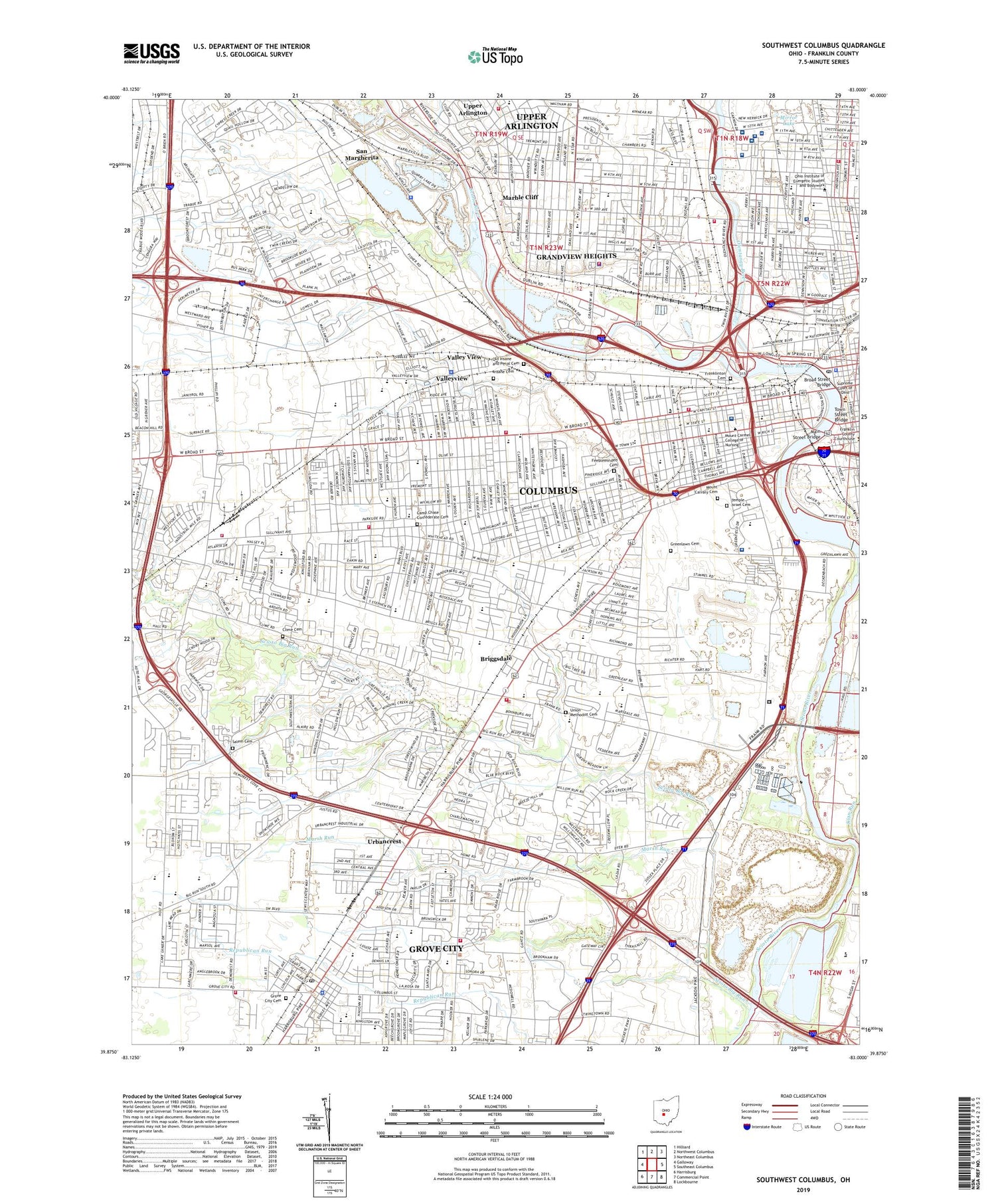 Southwest Columbus Ohio US Topo Map Image