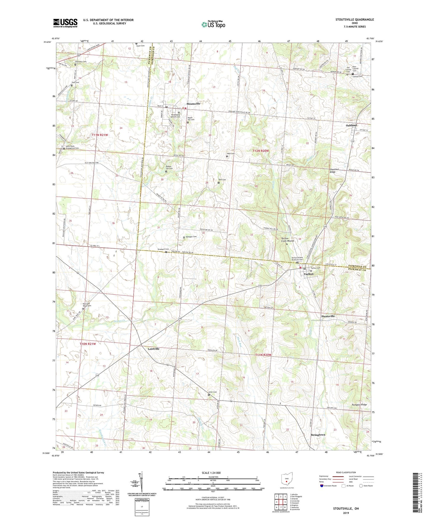 Stoutsville Ohio US Topo Map Image