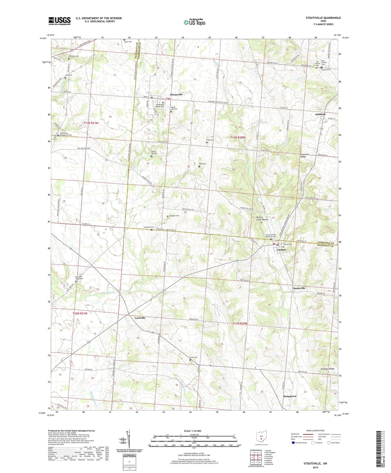 Stoutsville Ohio US Topo Map Image