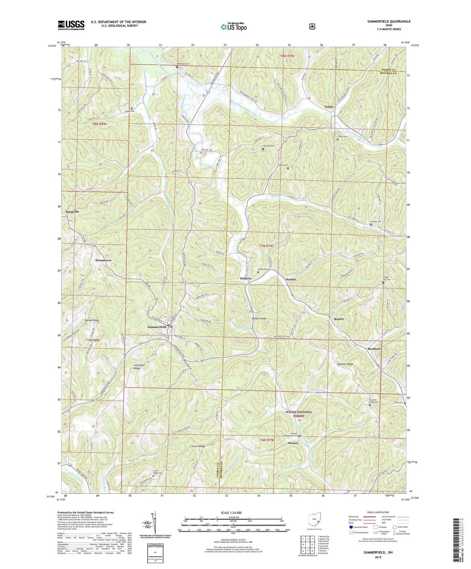 Summerfield Ohio US Topo Map Image