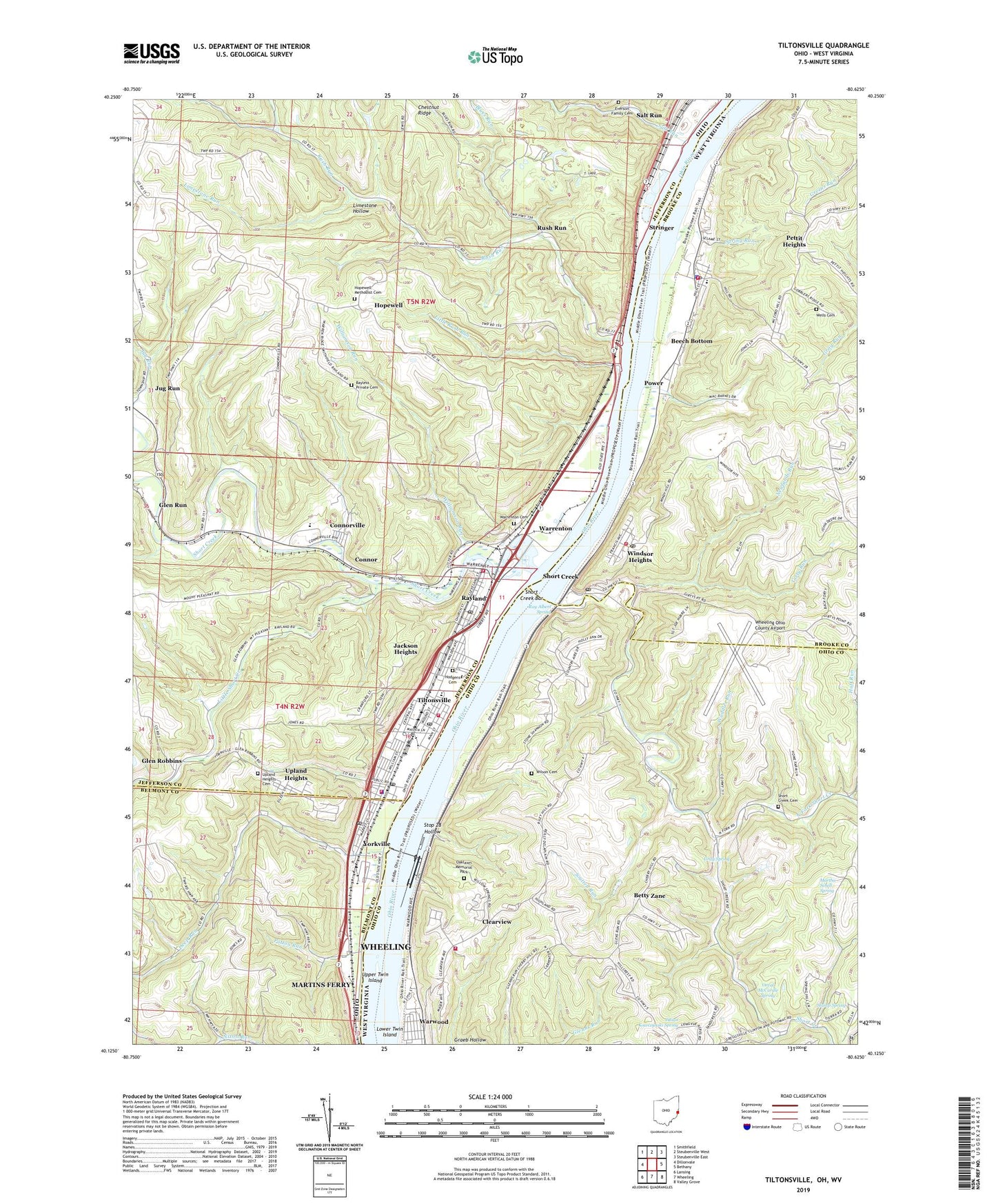 Tiltonsville Ohio US Topo Map Image