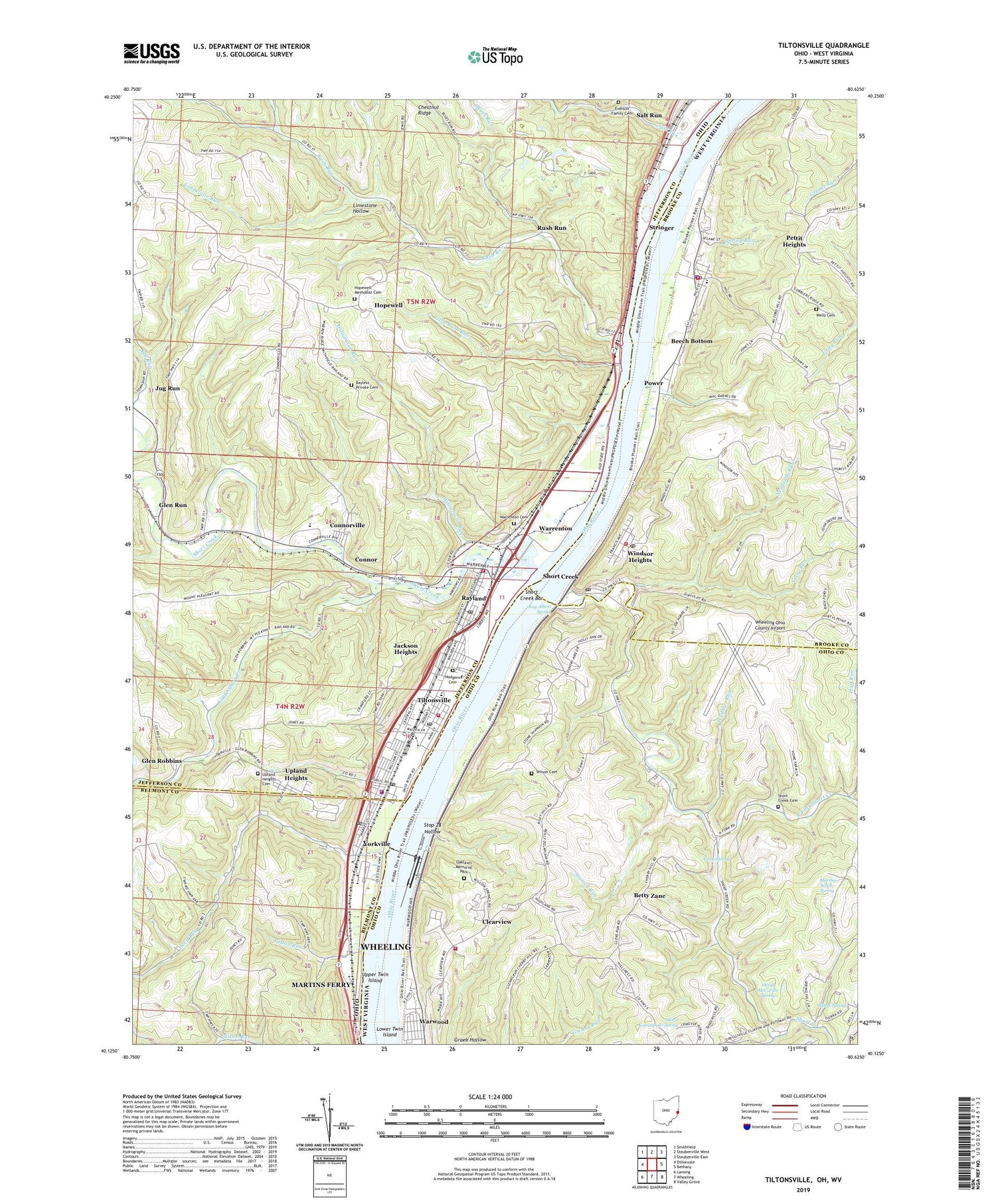 Tiltonsville Ohio US Topo Map Image