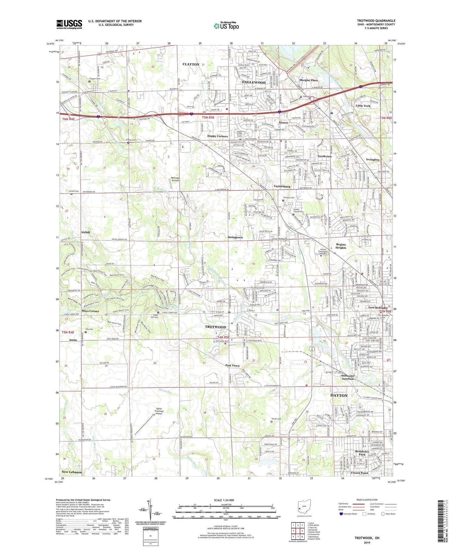 Trotwood Ohio US Topo Map Image
