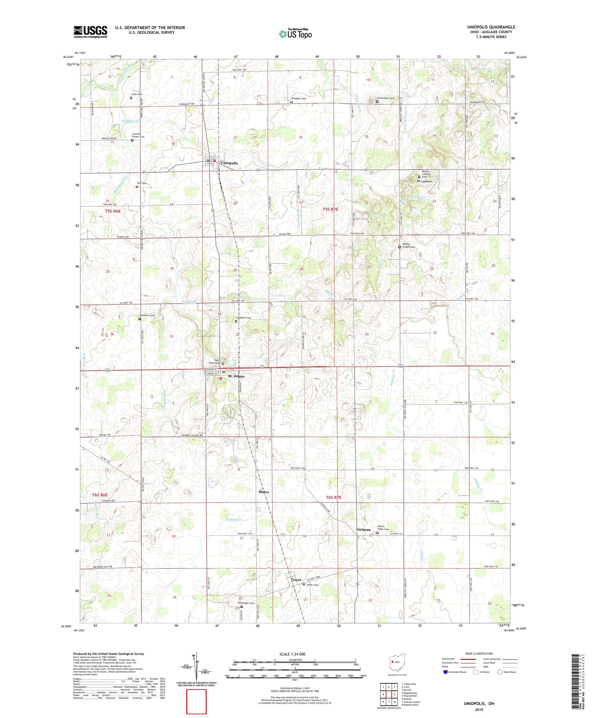 Uniopolis Ohio US Topo Map – MyTopo Map Store