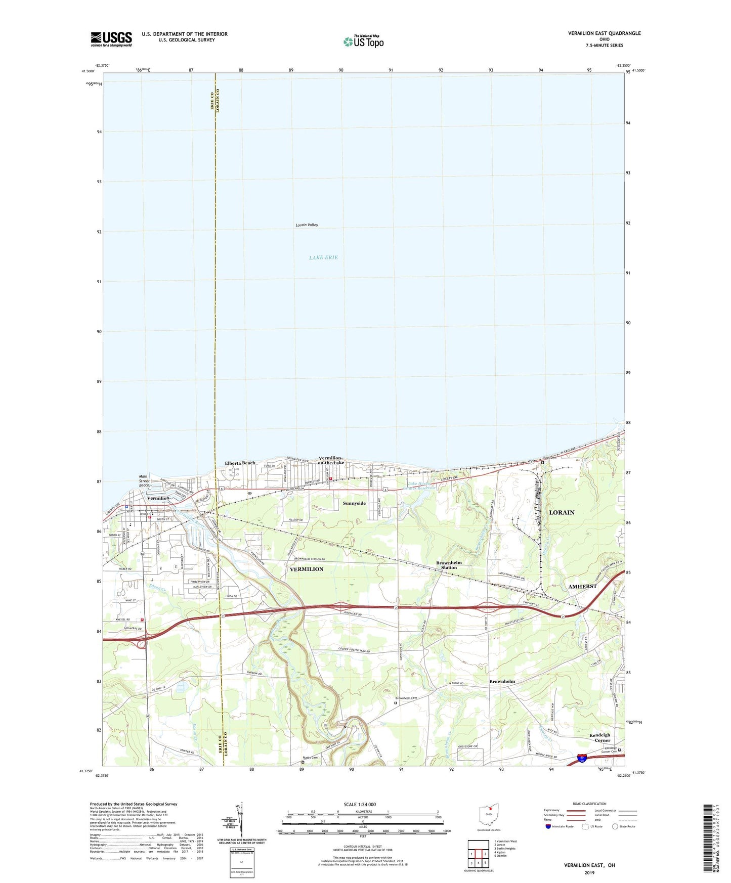 Vermilion East Ohio US Topo Map Image