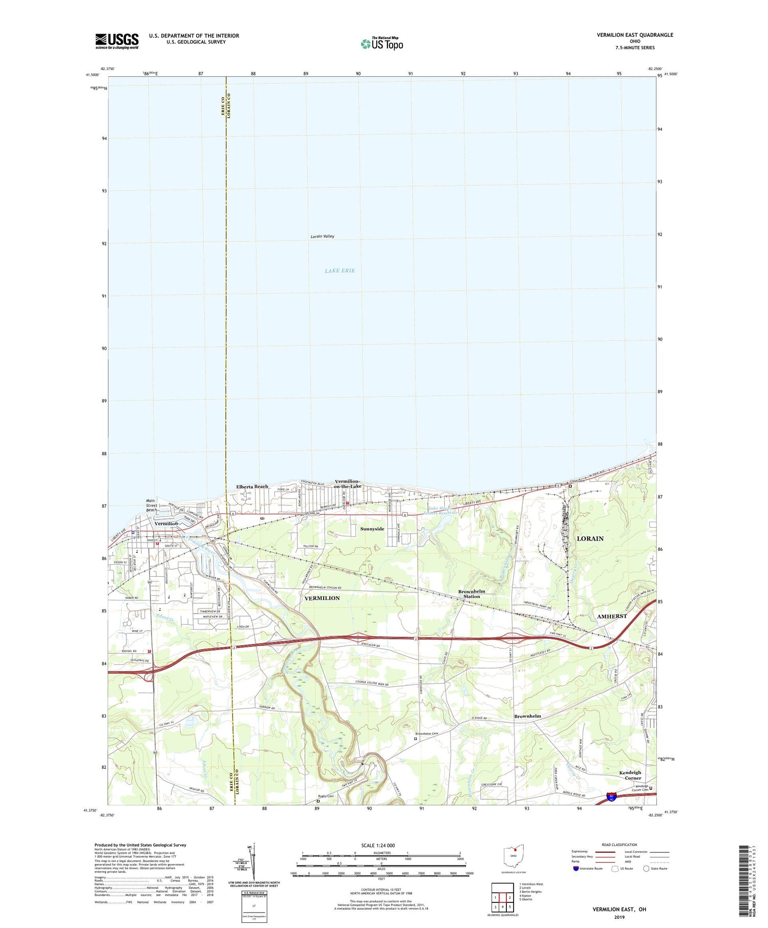 Vermilion East Ohio US Topo Map Image
