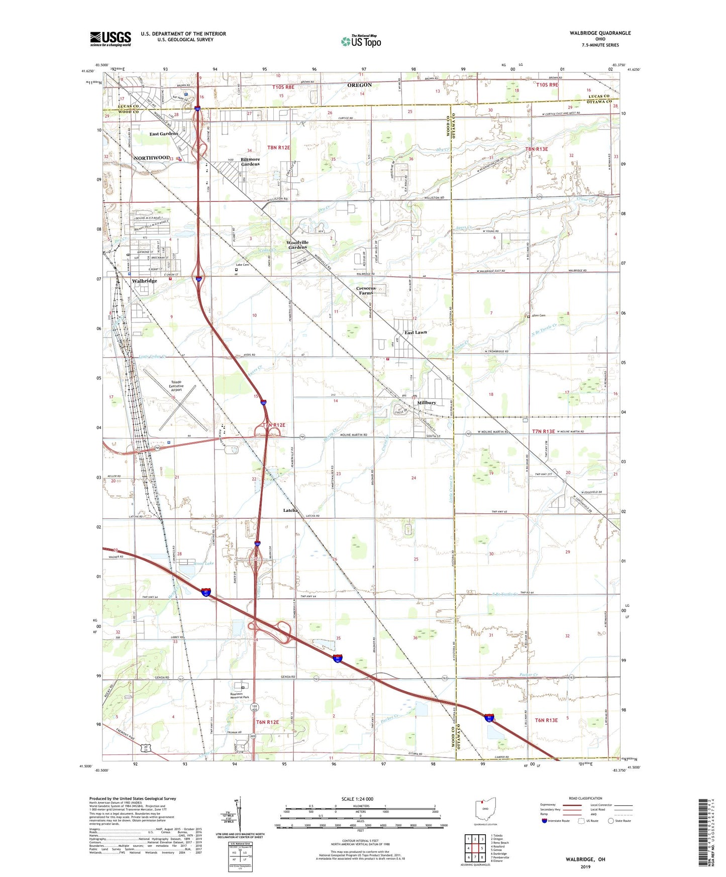 Walbridge Ohio US Topo Map Image