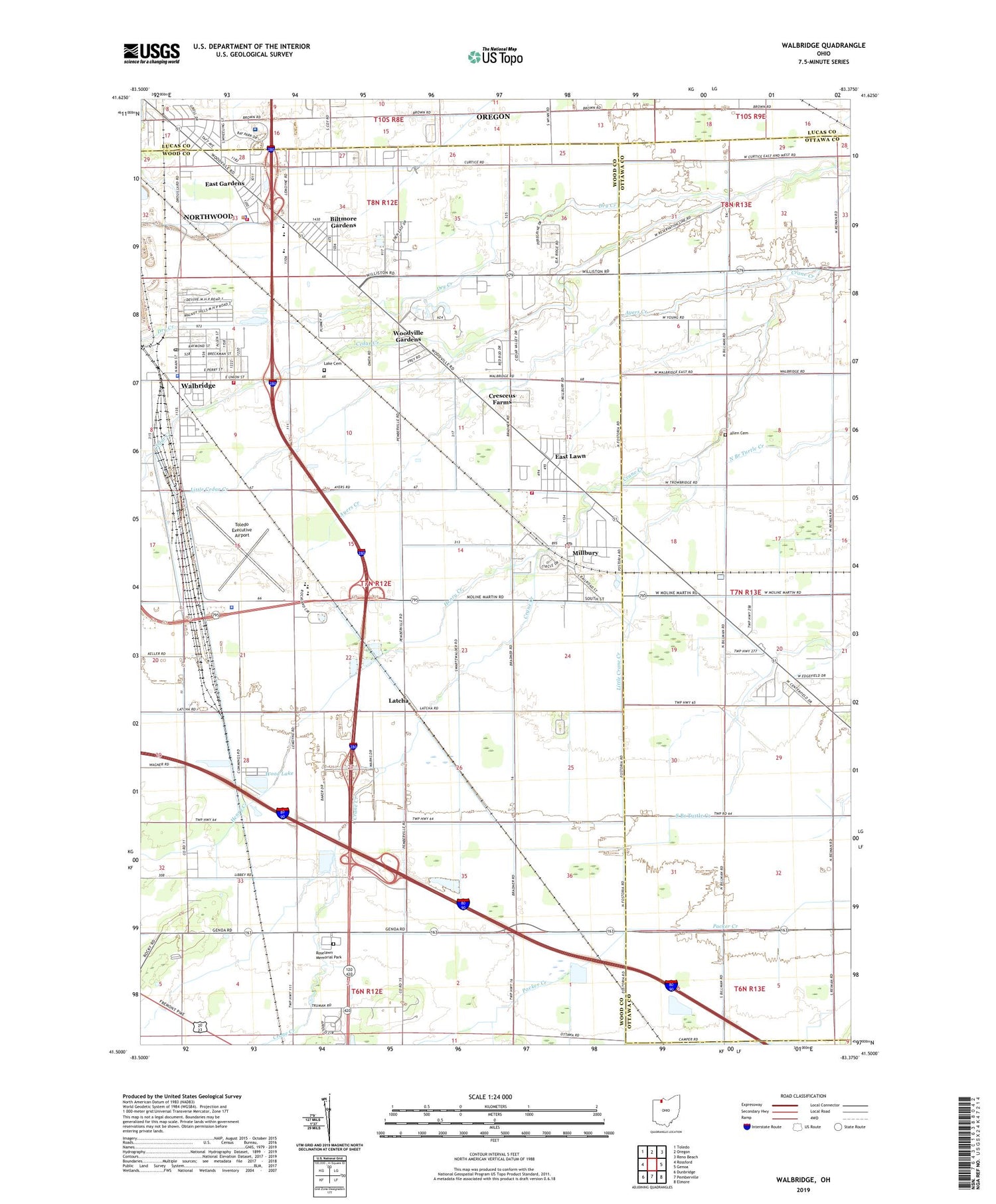 Walbridge Ohio US Topo Map Image