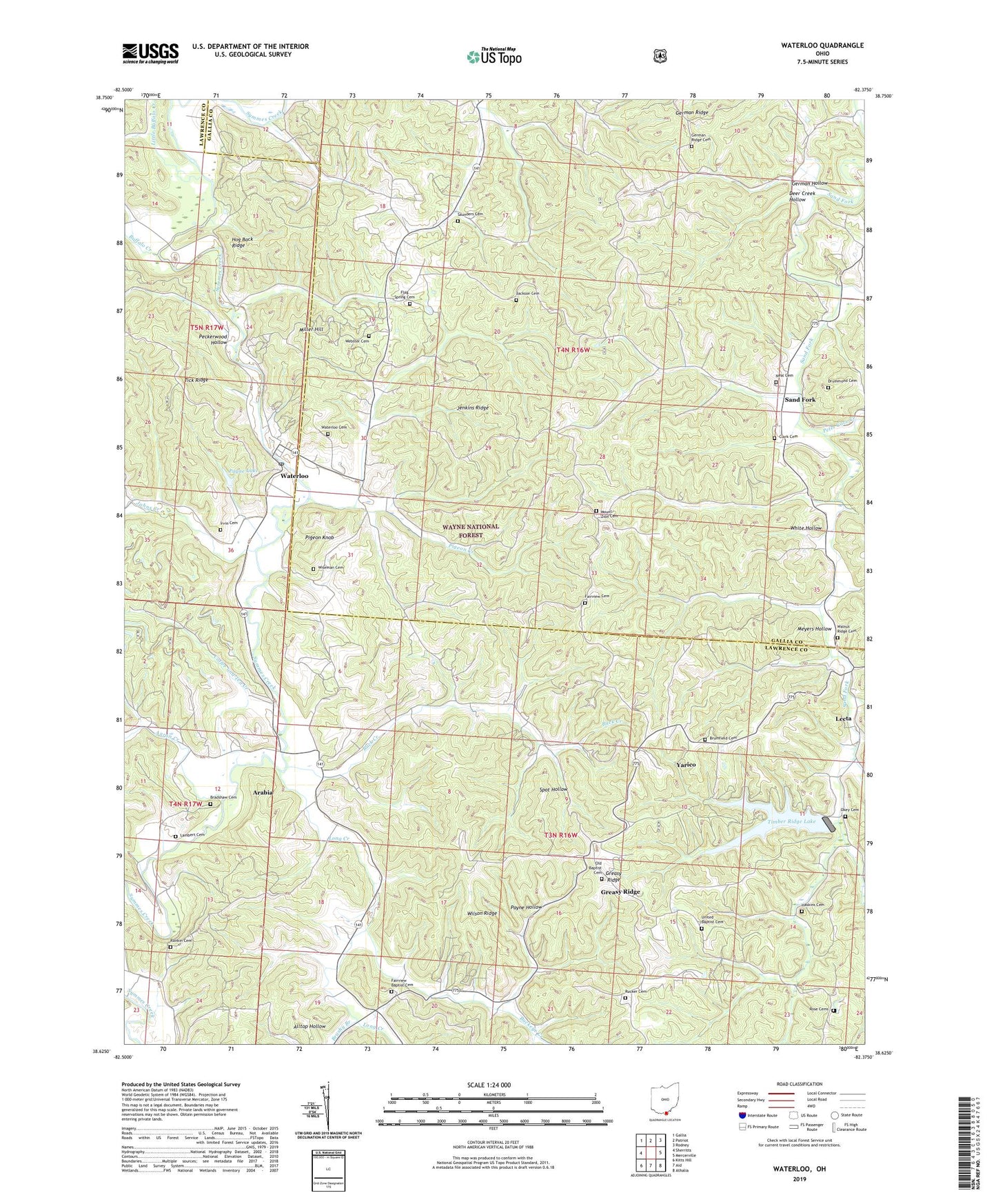 Waterloo Ohio US Topo Map Image