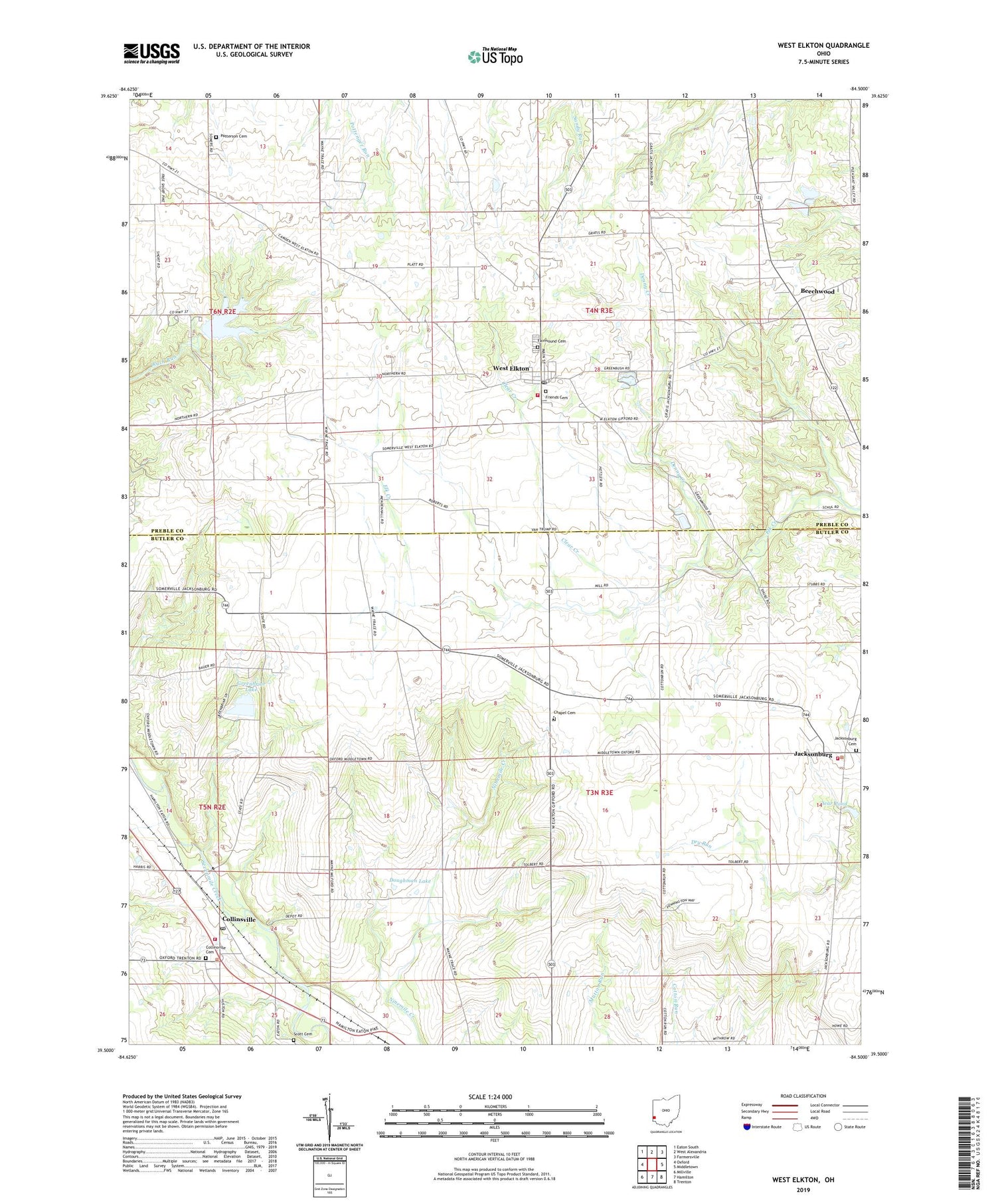 West Elkton Ohio US Topo Map Image