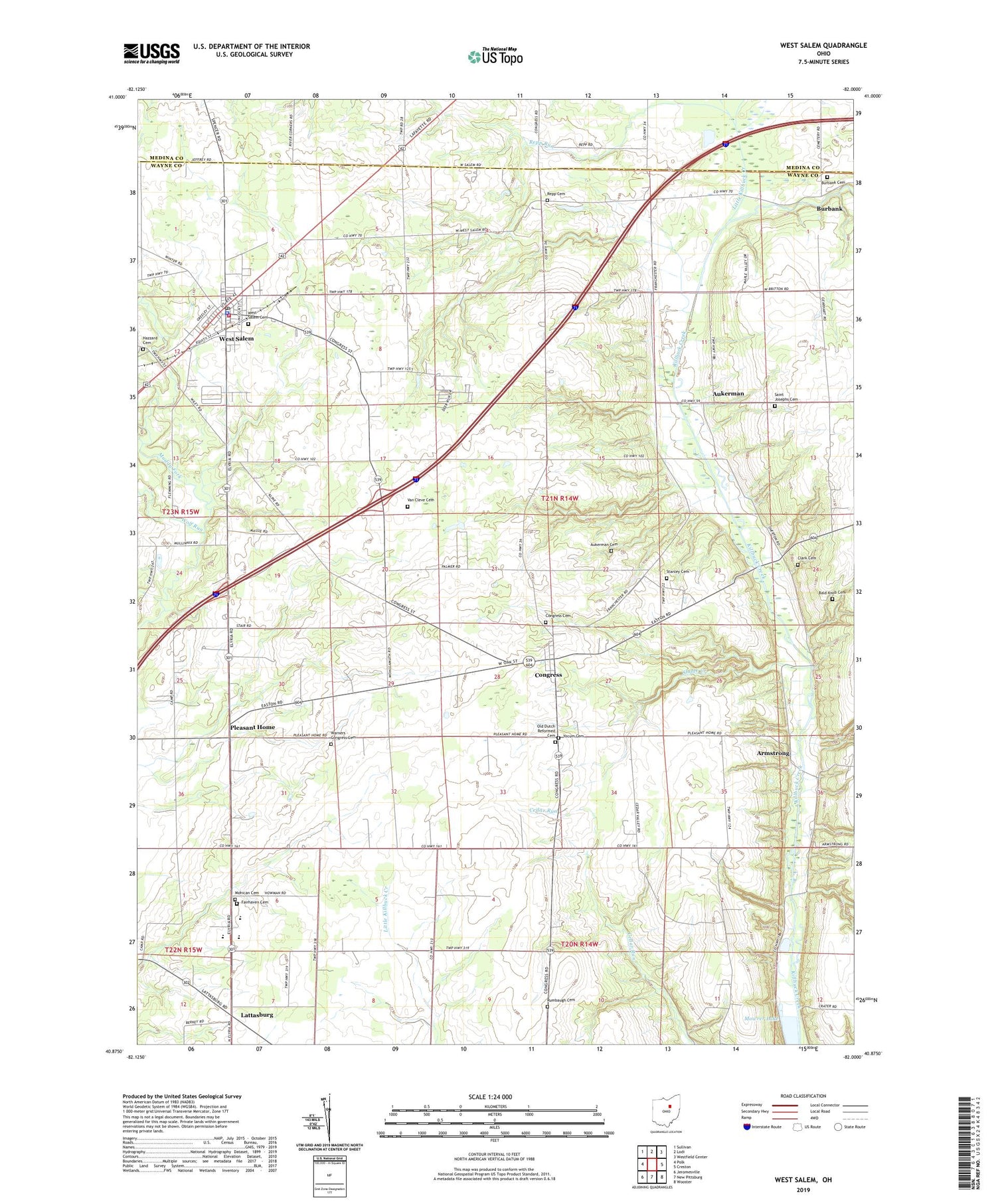 West Salem Ohio US Topo Map Image