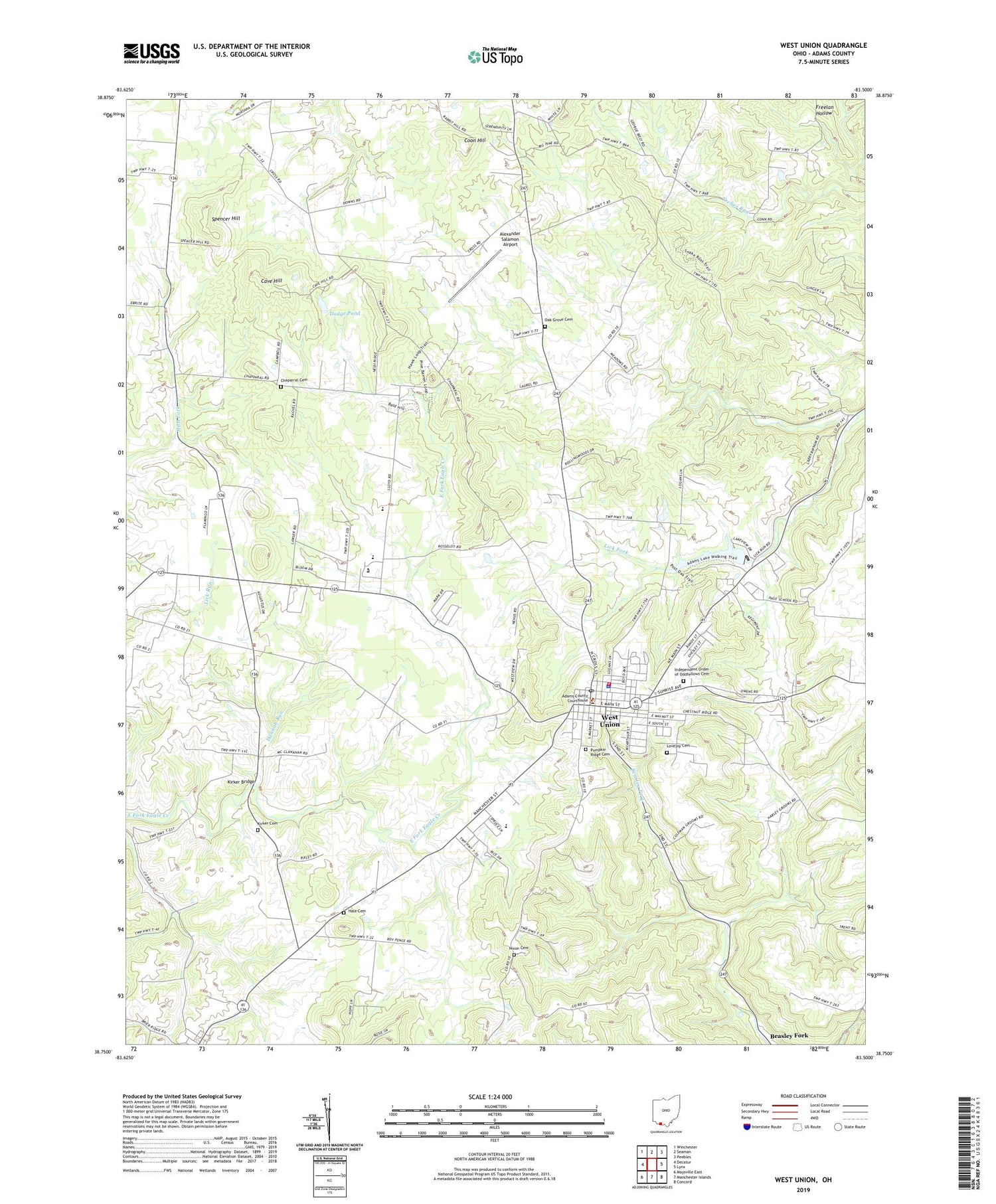 West Union Ohio US Topo Map Image