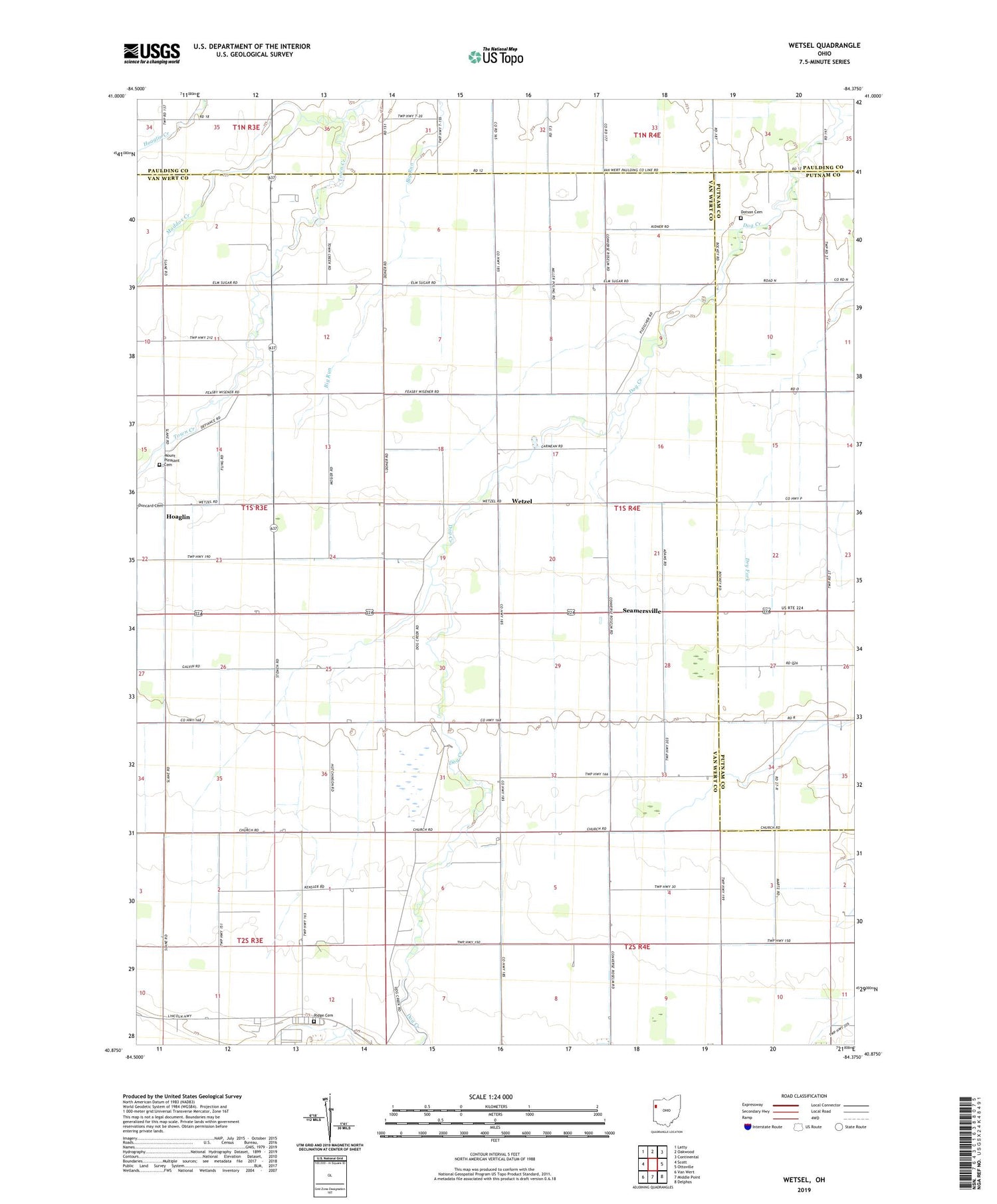 Wetsel Ohio US Topo Map Image