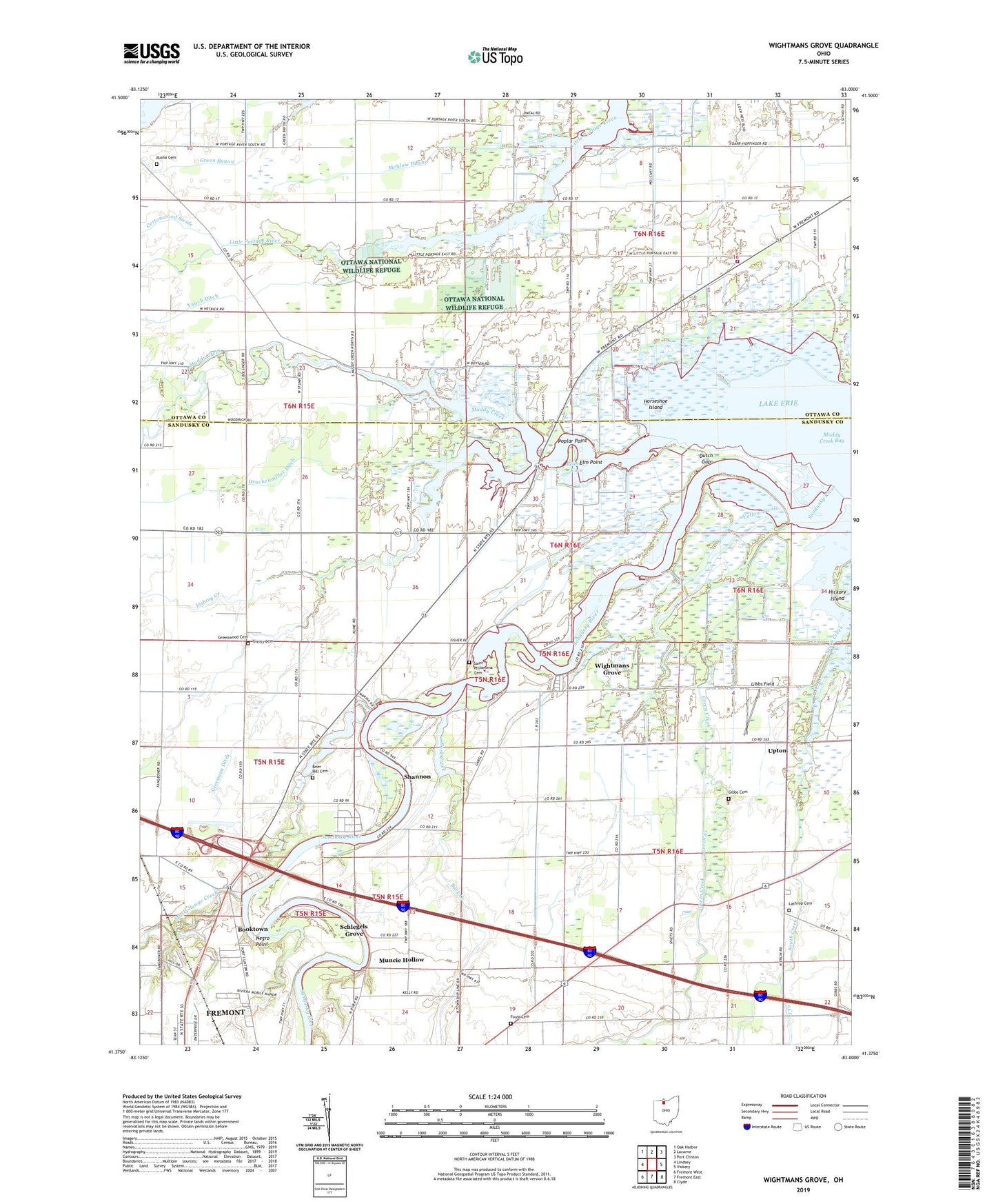 Wightmans Grove Ohio US Topo Map Image