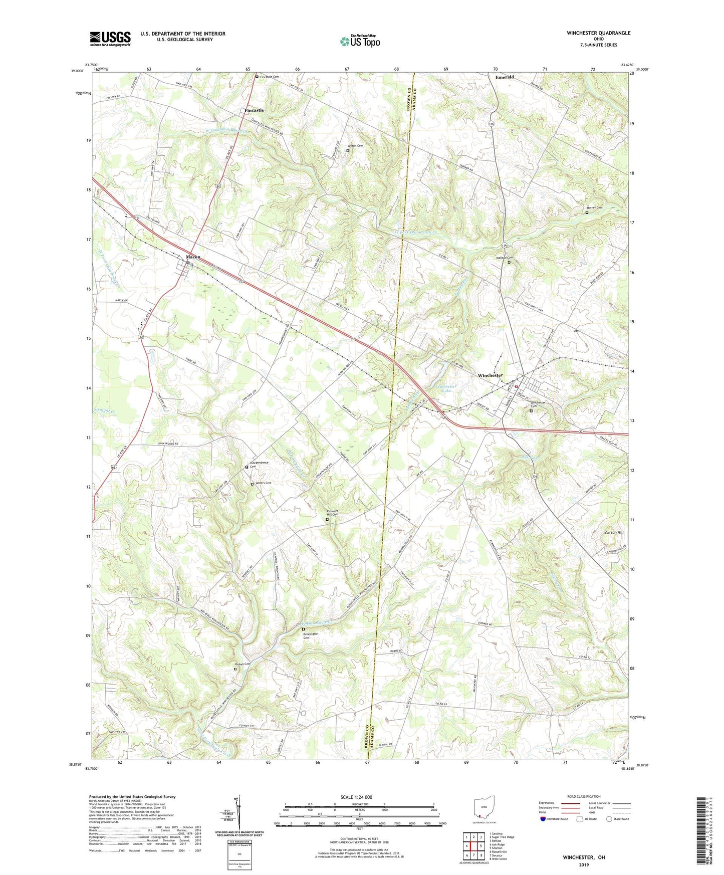 Winchester Ohio US Topo Map Image