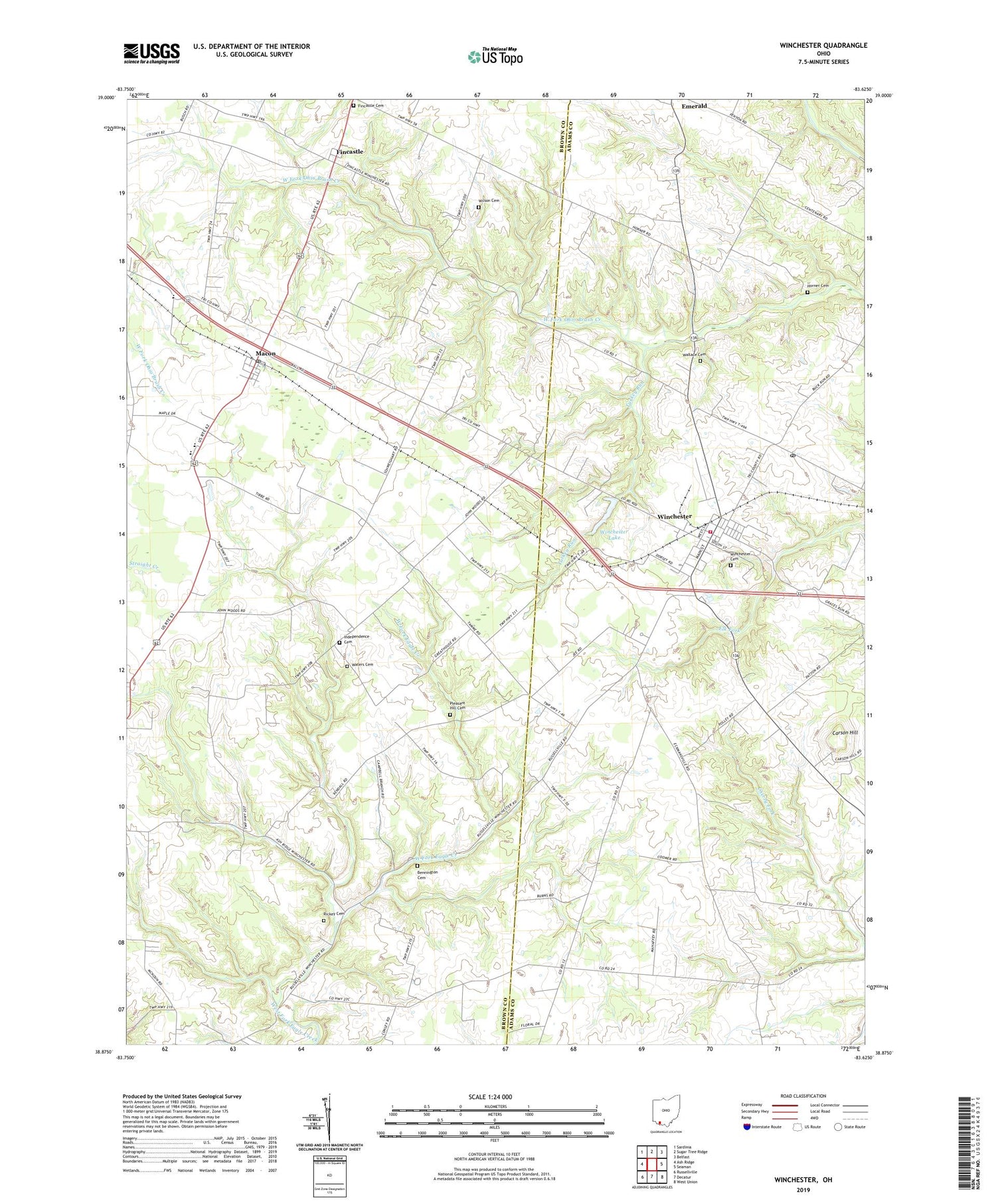 Winchester Ohio US Topo Map Image