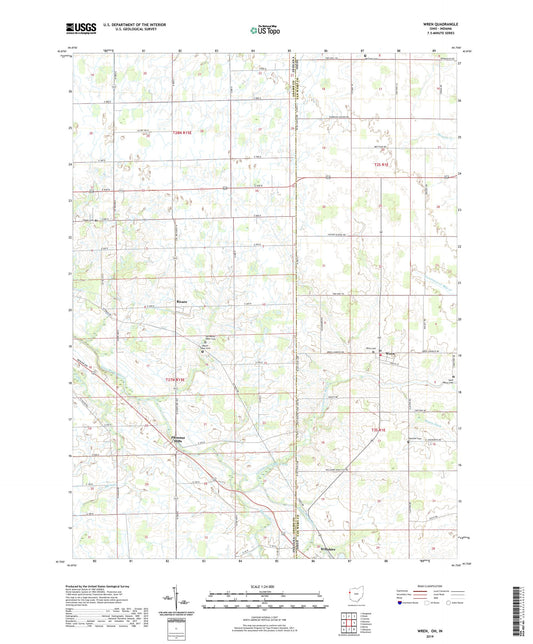 Wren Ohio US Topo Map Image