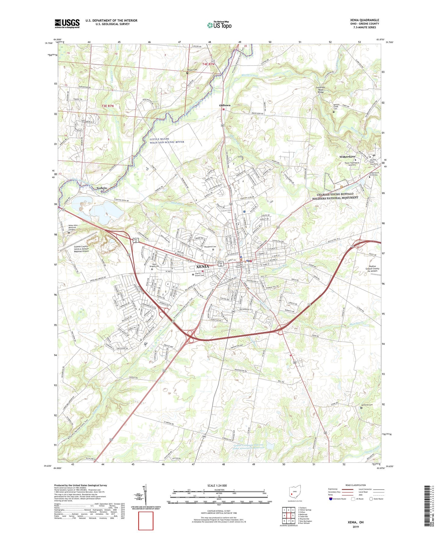 Xenia Ohio US Topo Map Image