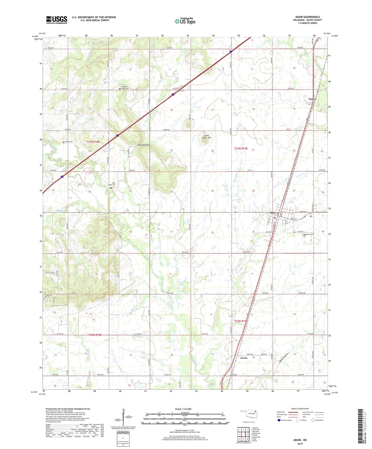 Adair Oklahoma US Topo Map Image