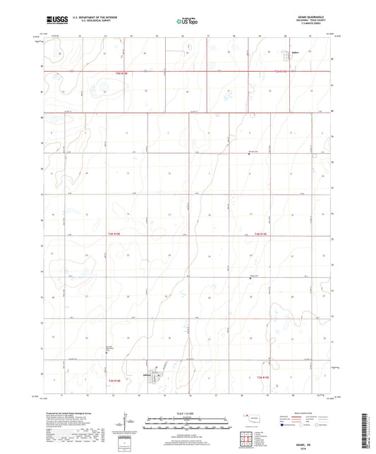 Adams Oklahoma US Topo Map Image