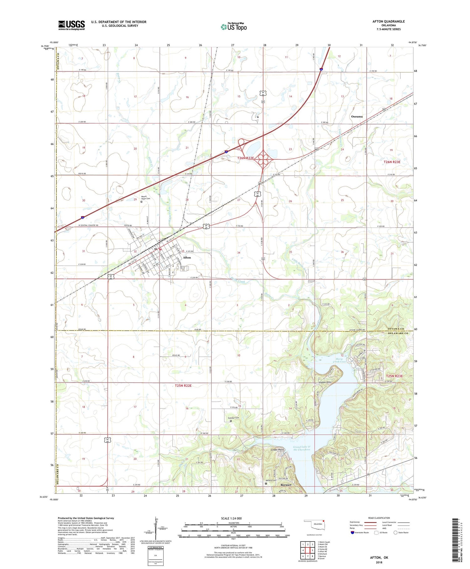 Afton Oklahoma US Topo Map Image
