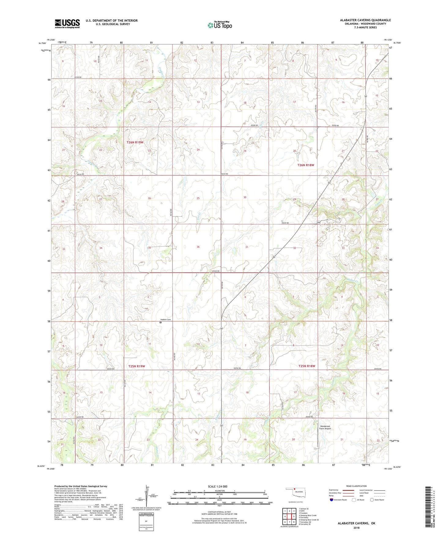 Alabaster Caverns Oklahoma US Topo Map Image