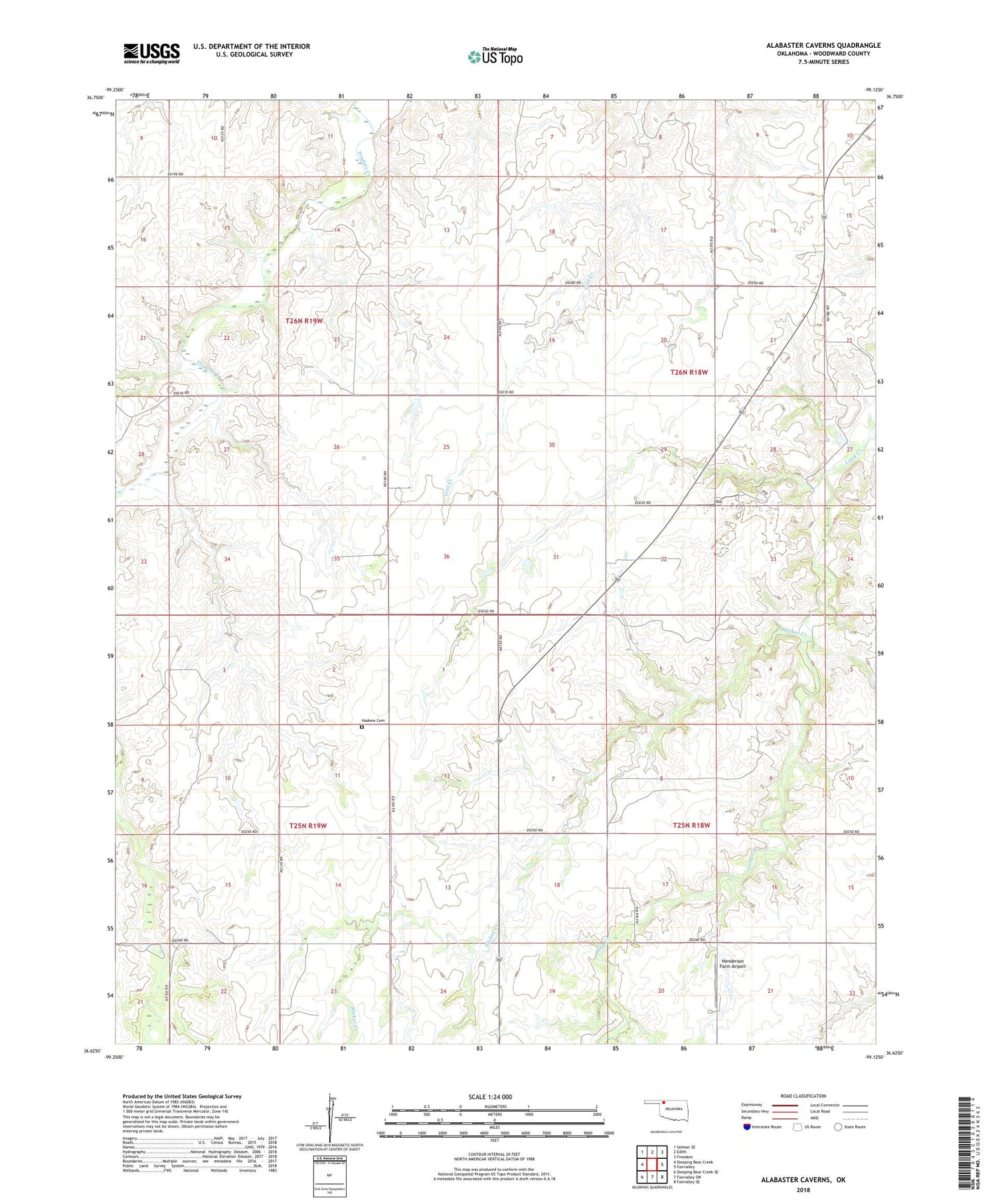 Alabaster Caverns Oklahoma US Topo Map Image