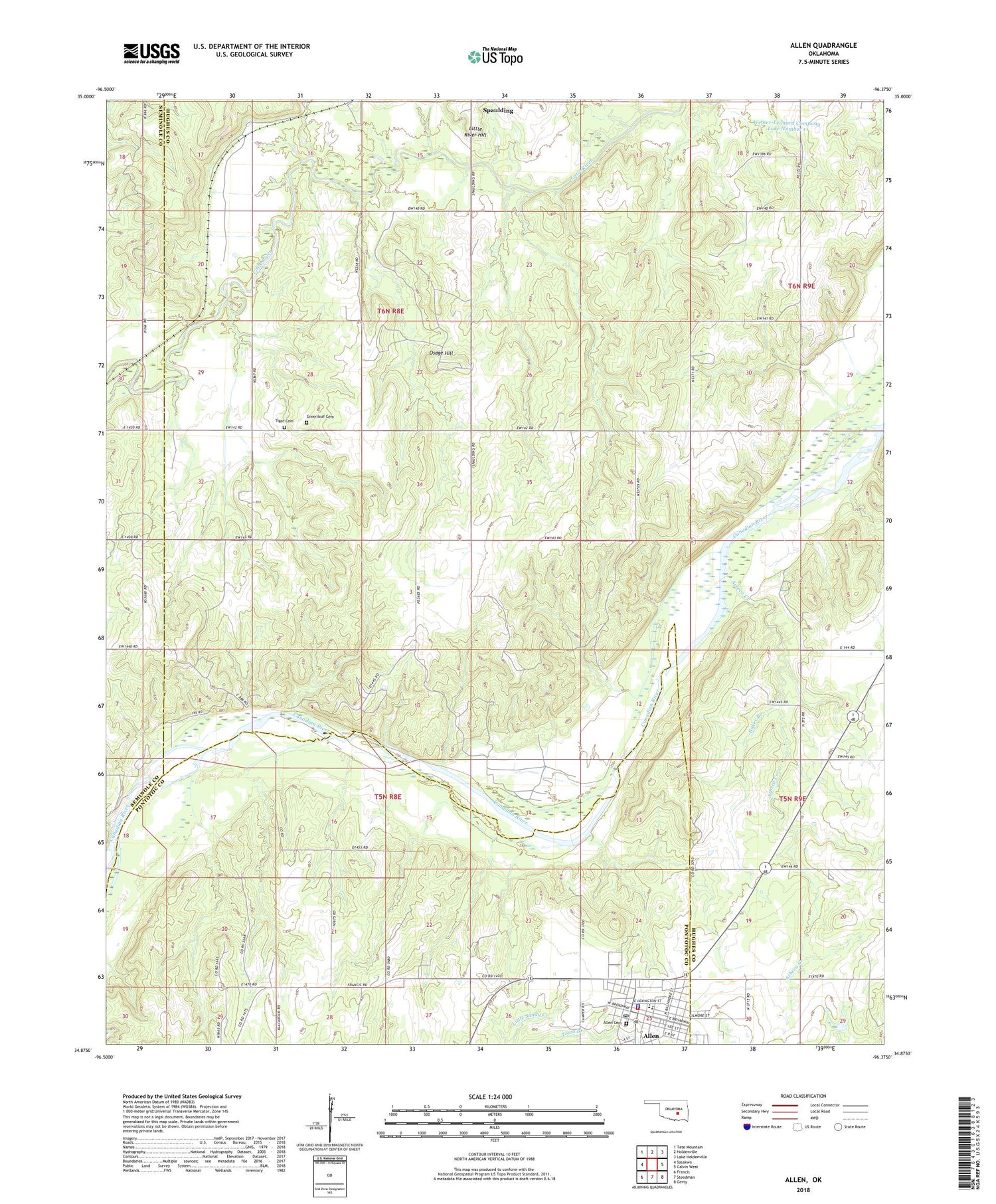 Allen Oklahoma US Topo Map Image