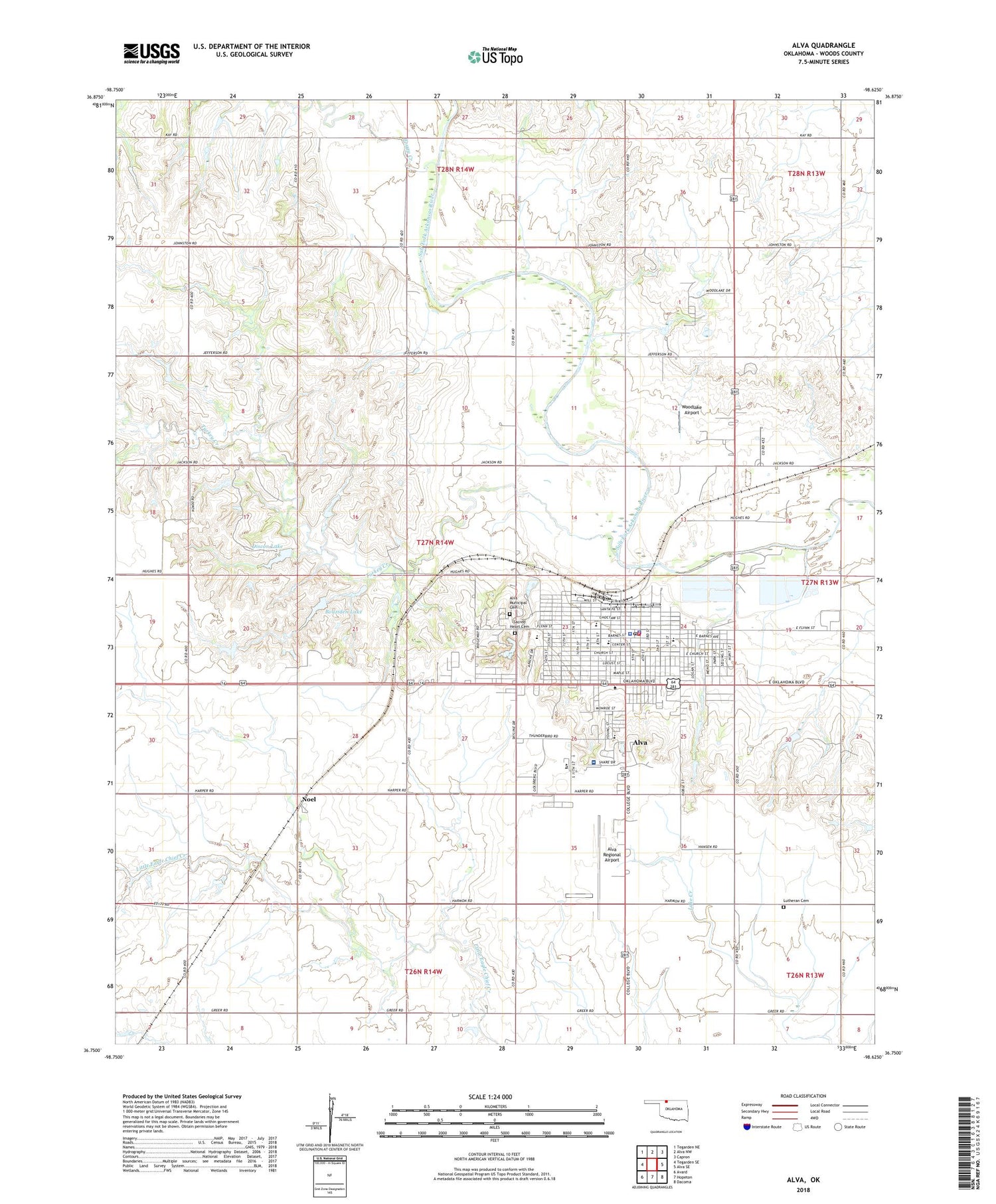 Alva Oklahoma US Topo Map Image