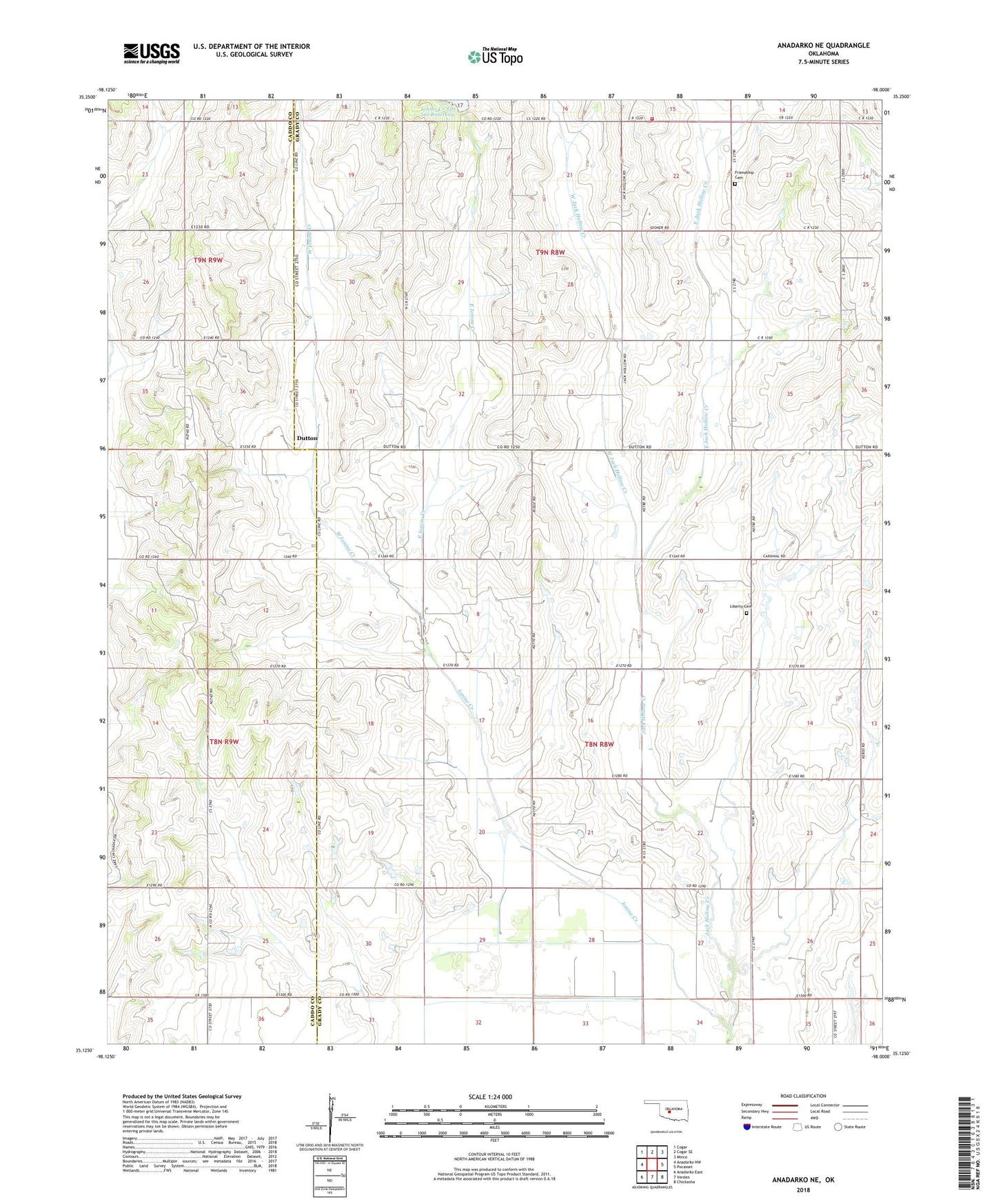 Anadarko NE Oklahoma US Topo Map Image