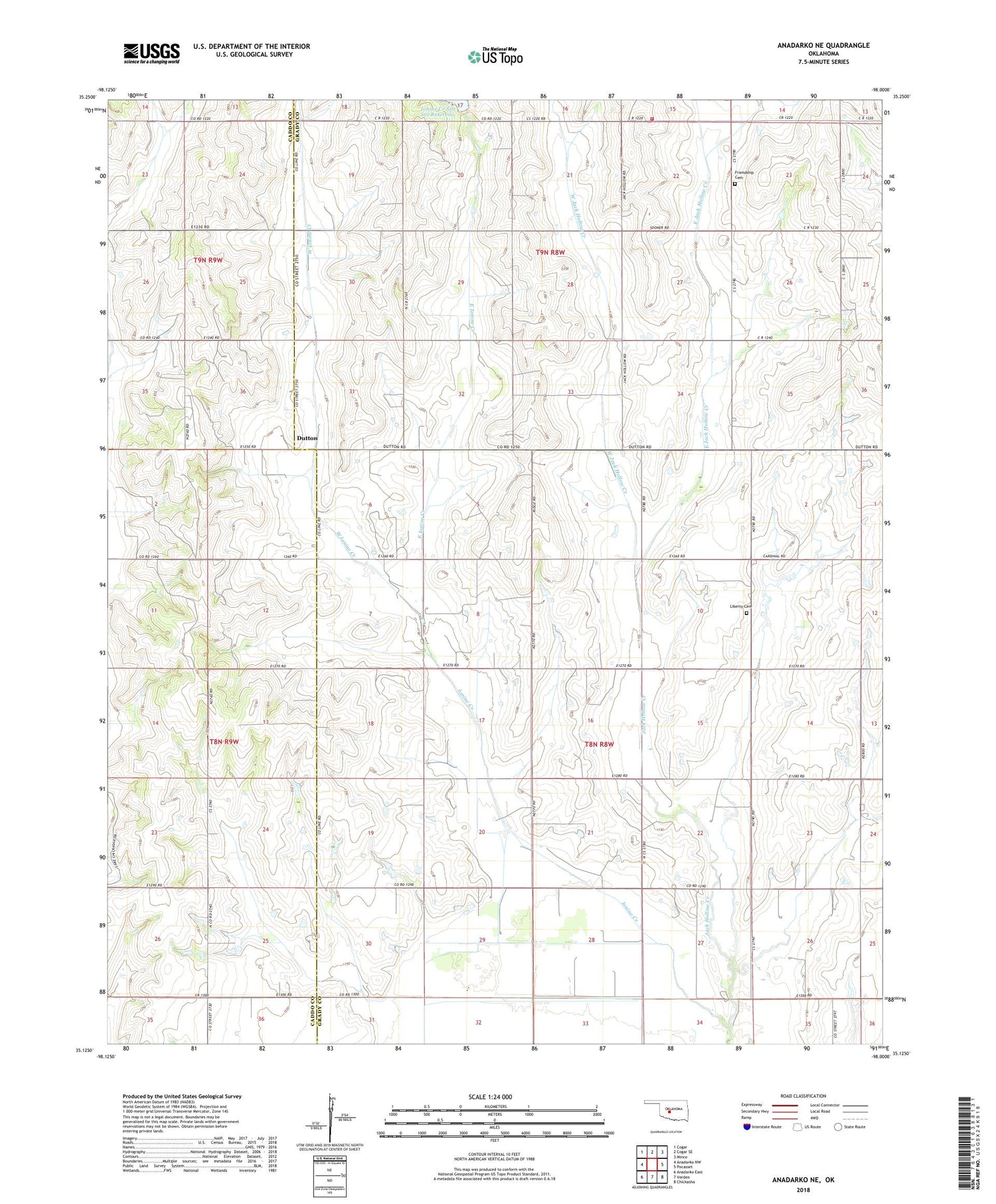 Anadarko NE Oklahoma US Topo Map Image