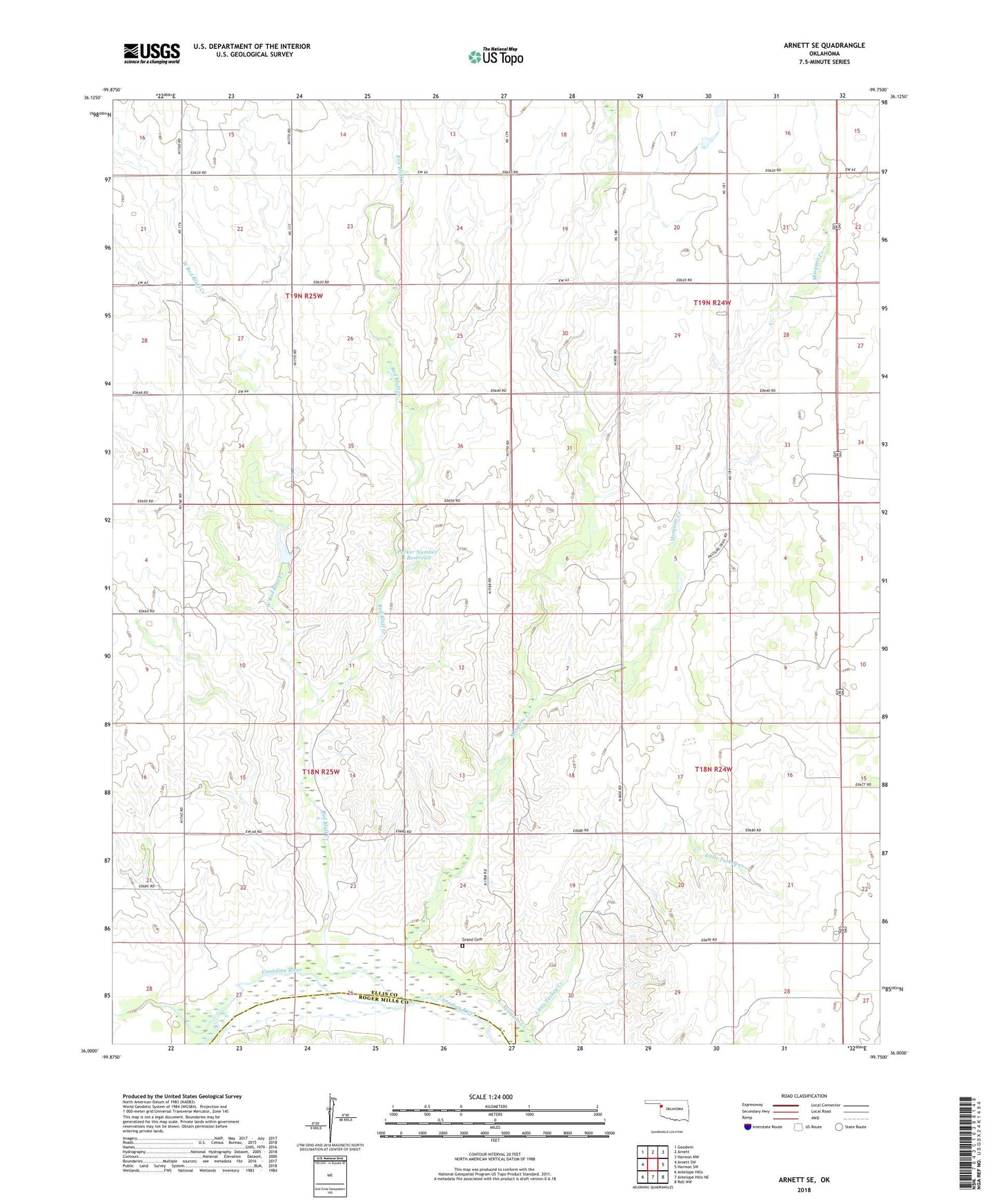 Arnett SE Oklahoma US Topo Map Image