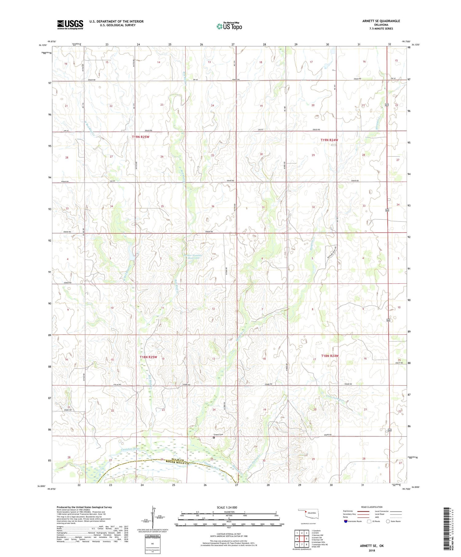 Arnett SE Oklahoma US Topo Map Image