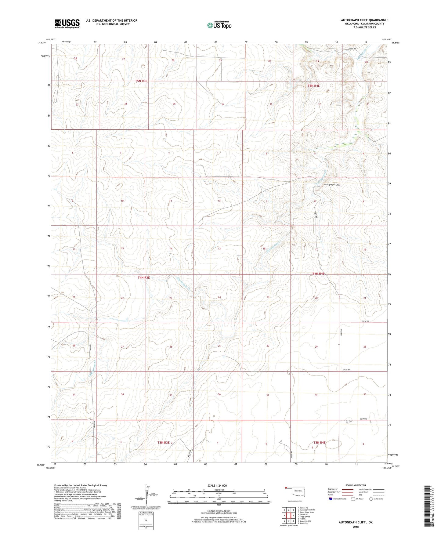 Autograph Cliff Oklahoma US Topo Map Image