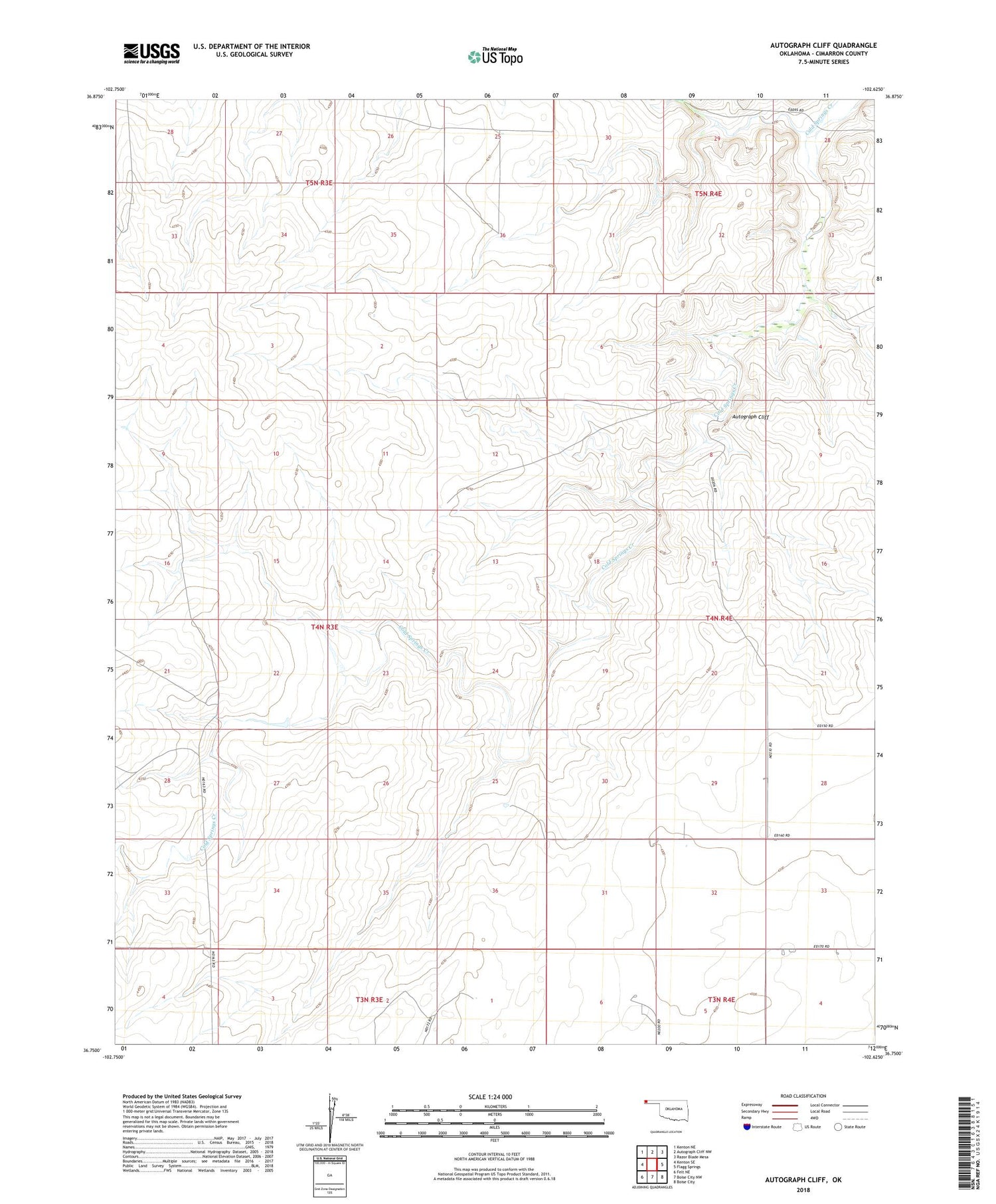 Autograph Cliff Oklahoma US Topo Map Image