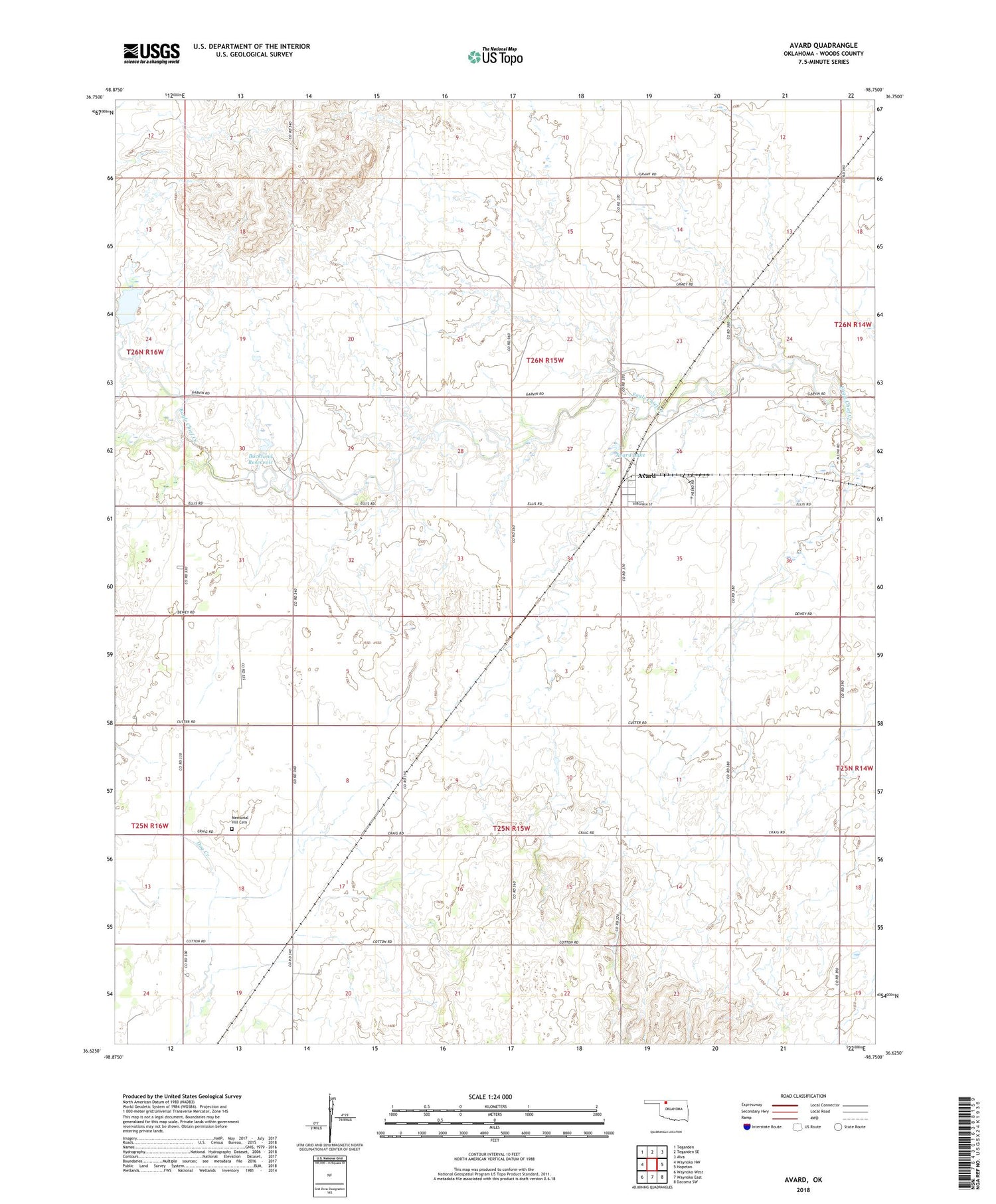 Avard Oklahoma US Topo Map Image
