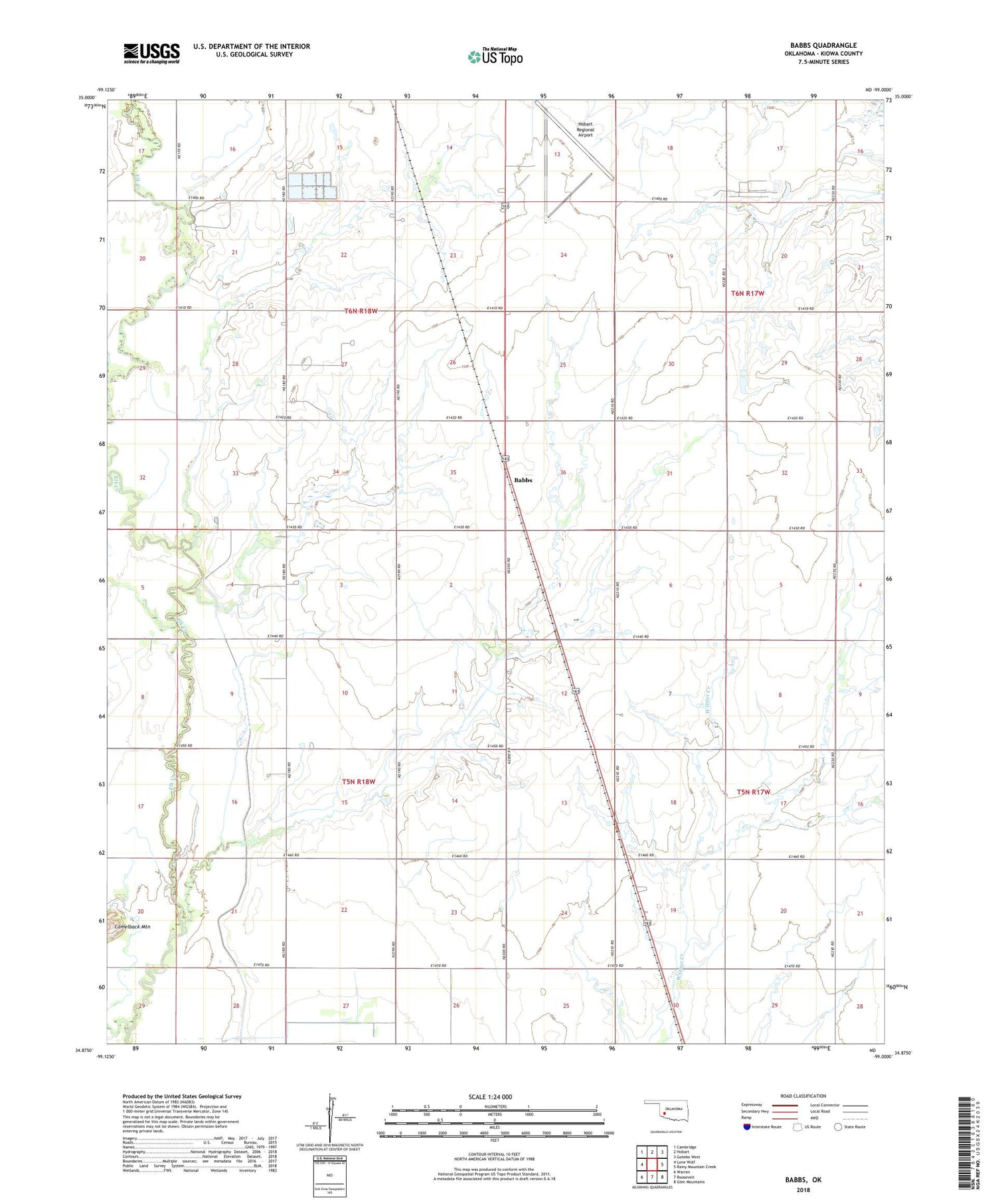 Babbs Oklahoma US Topo Map Image