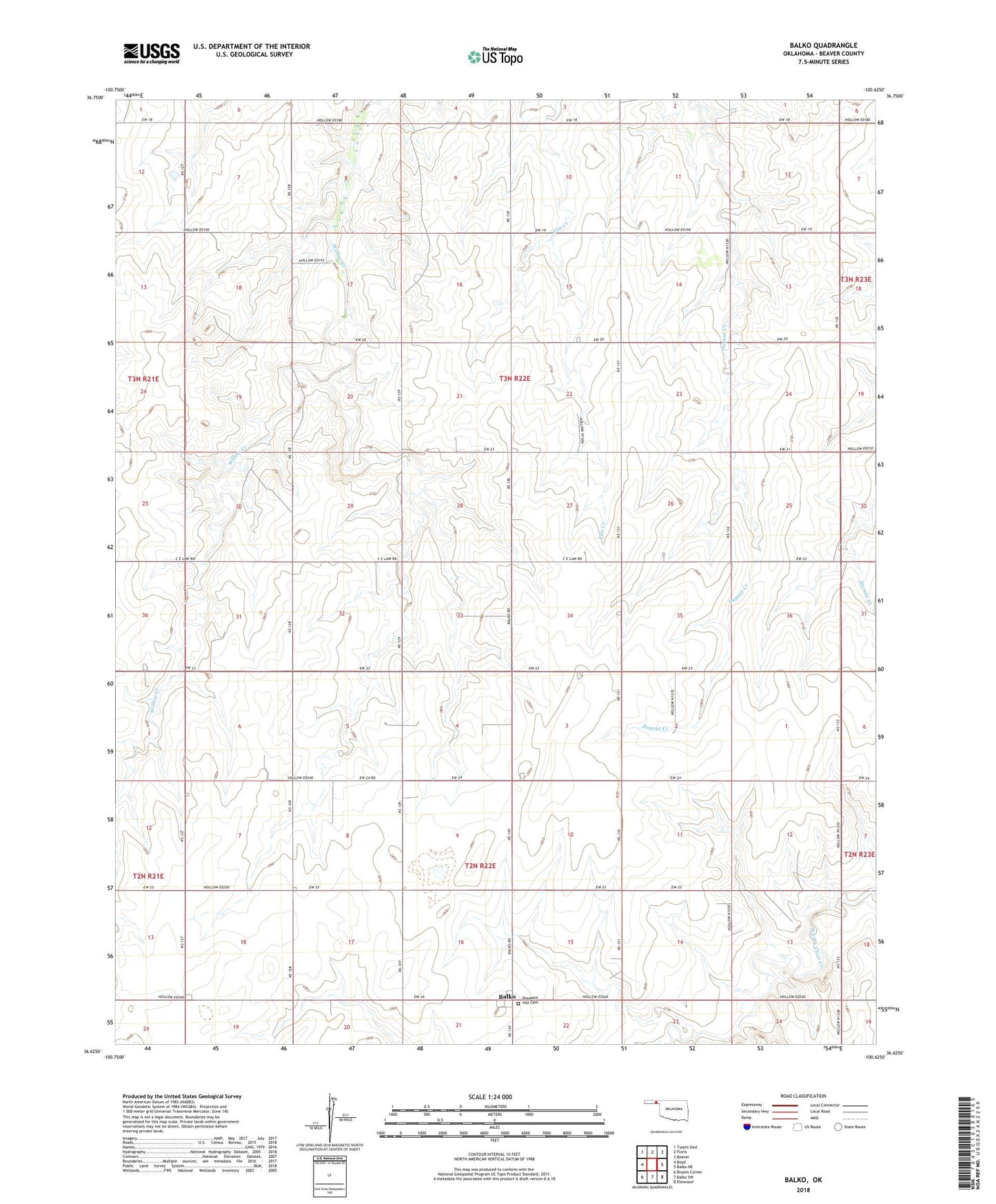 Balko Oklahoma US Topo Map Image