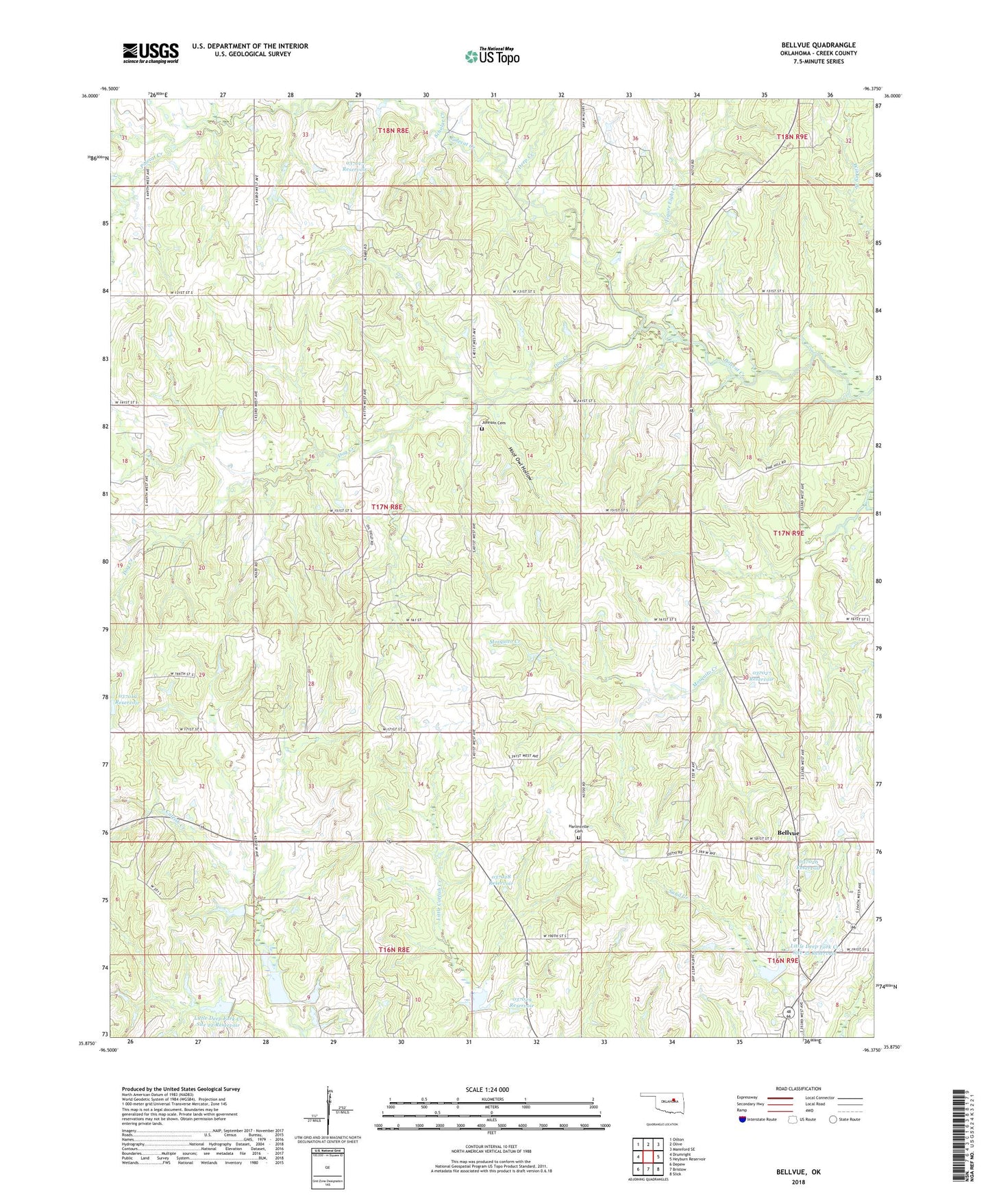 Bellvue Oklahoma US Topo Map Image