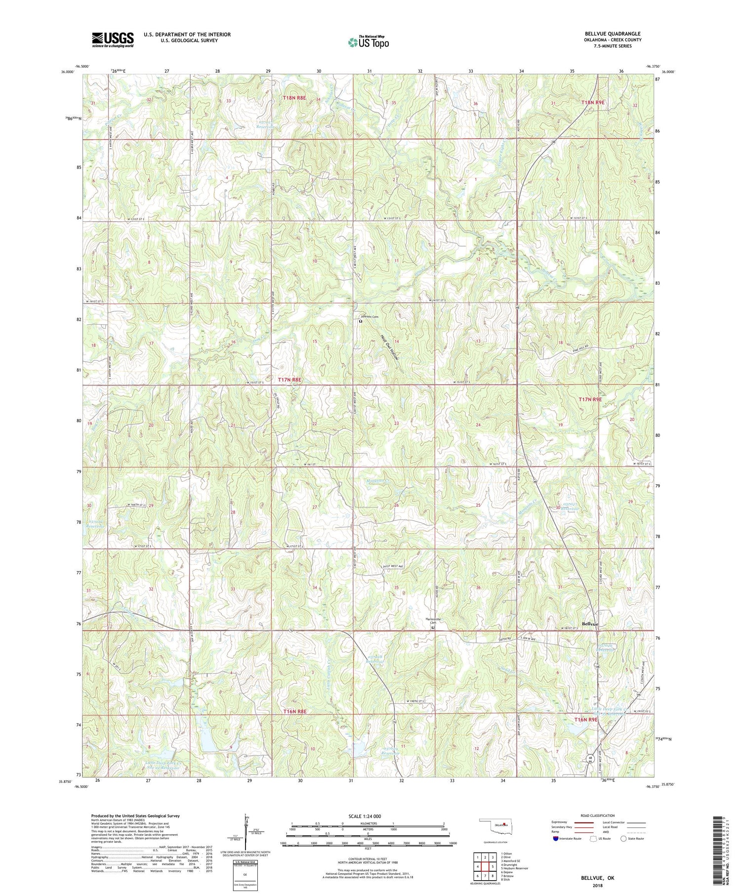 Bellvue Oklahoma US Topo Map Image