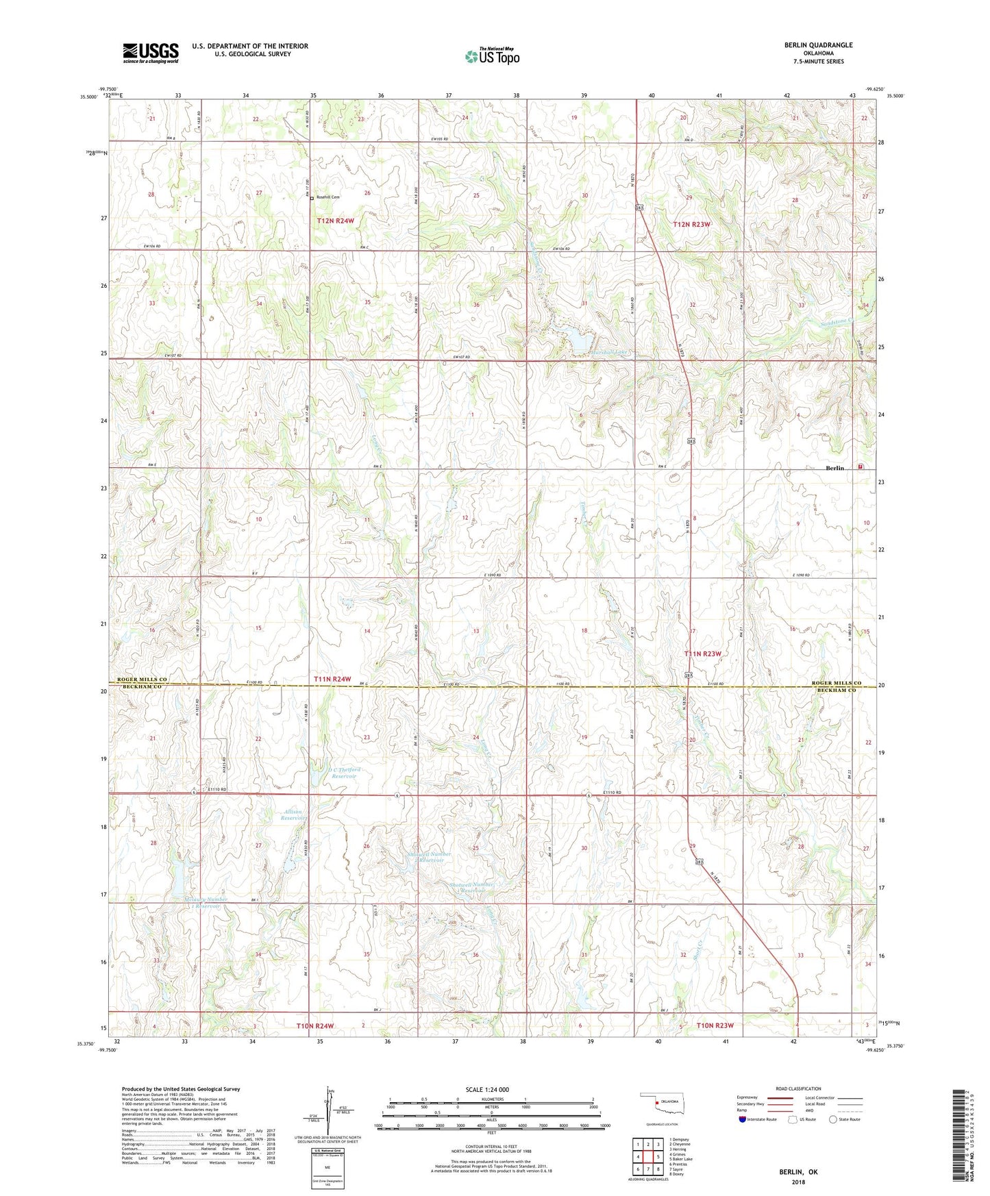Berlin Oklahoma US Topo Map Image