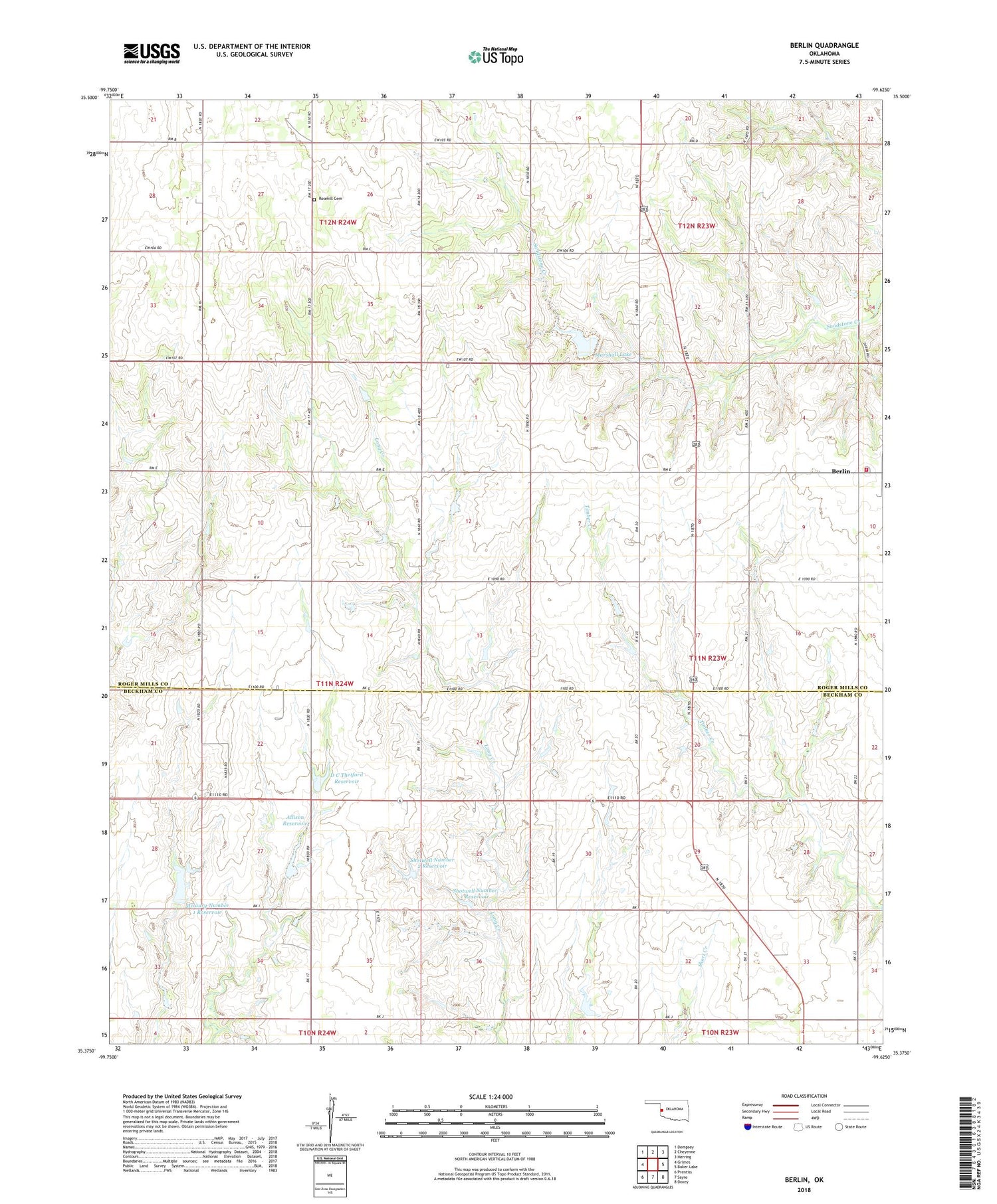 Berlin Oklahoma US Topo Map Image
