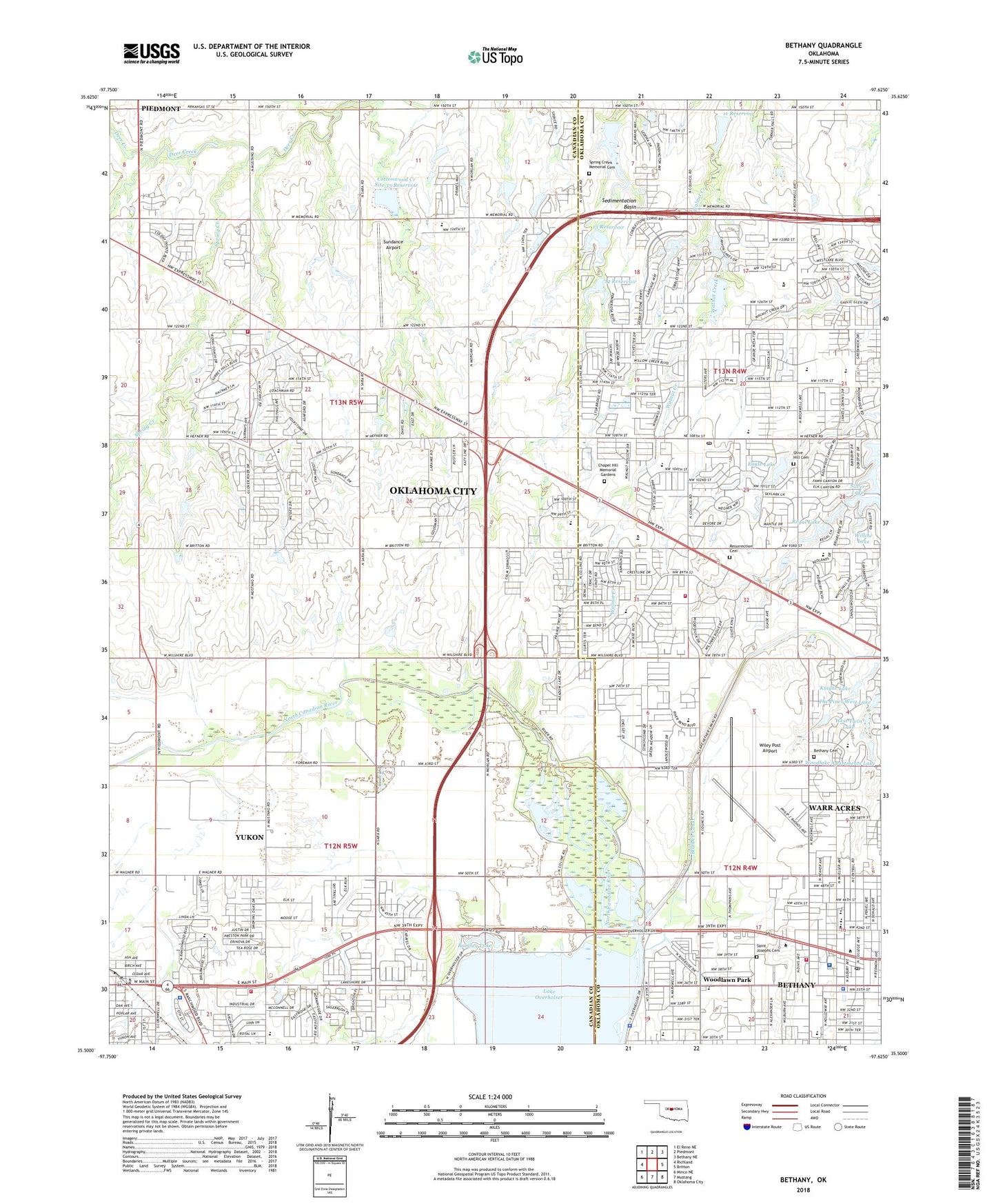 Bethany Oklahoma US Topo Map Image