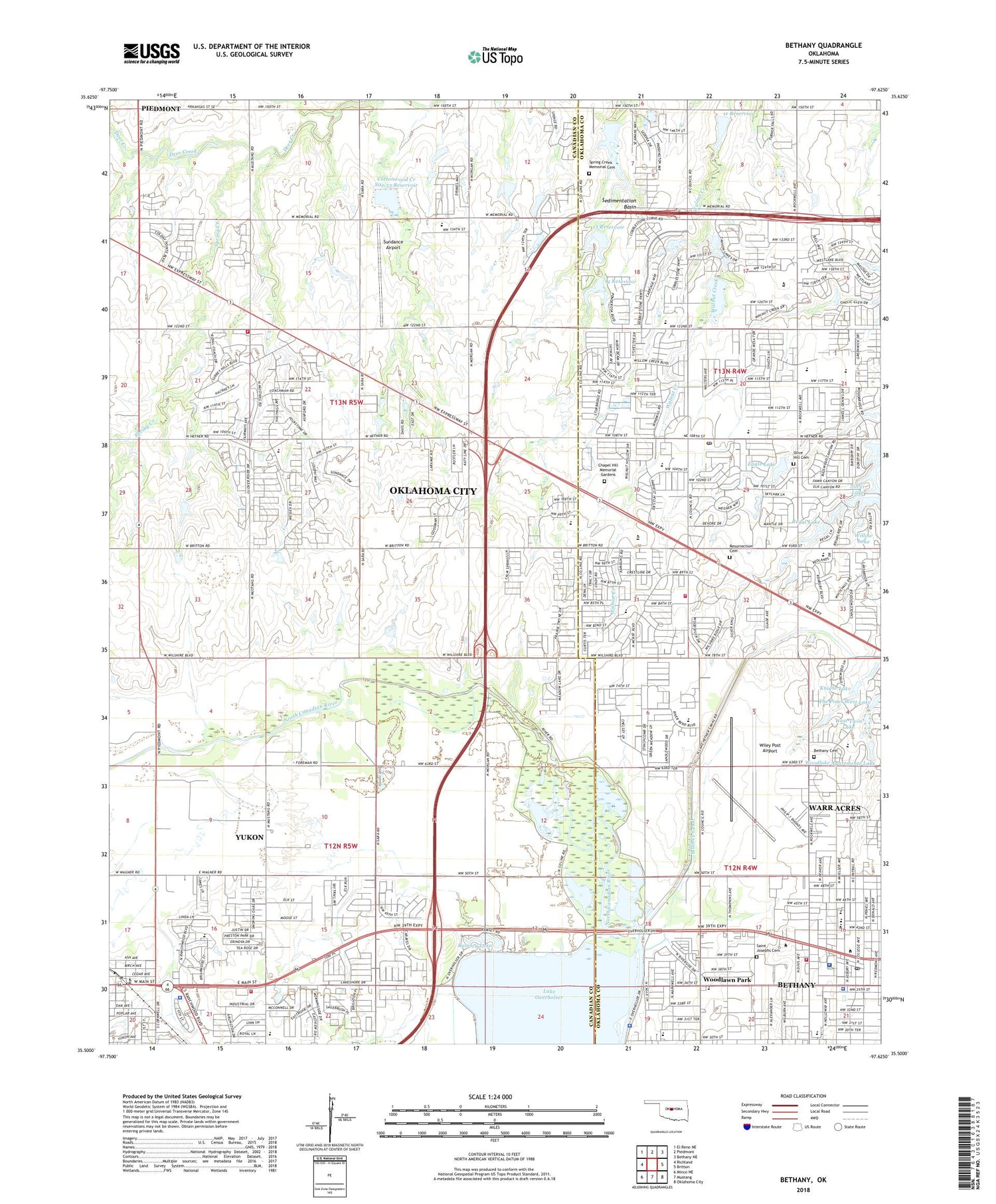 Bethany Oklahoma US Topo Map Image