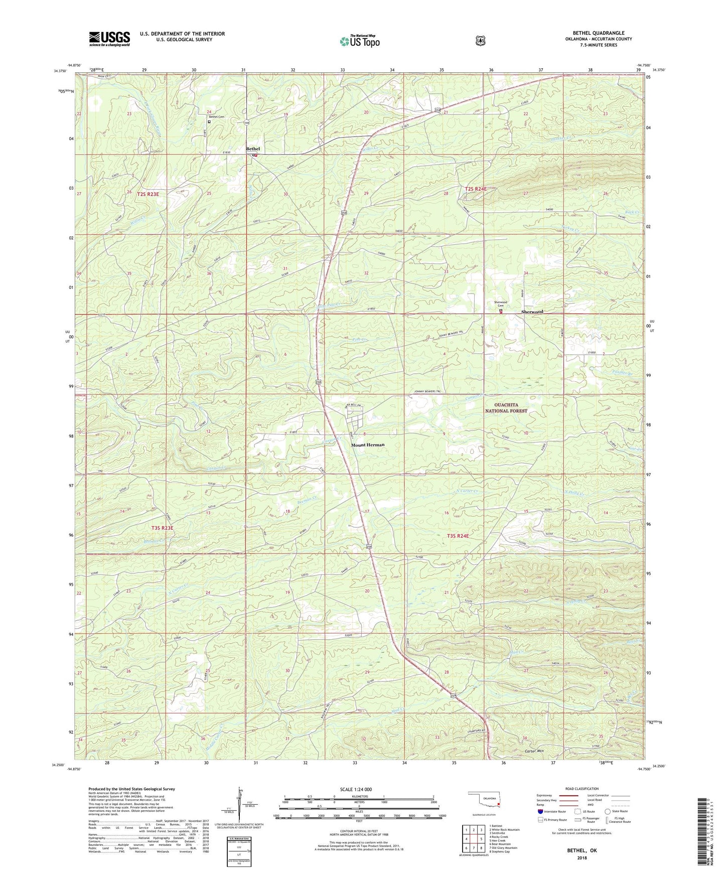 Bethel Oklahoma US Topo Map Image