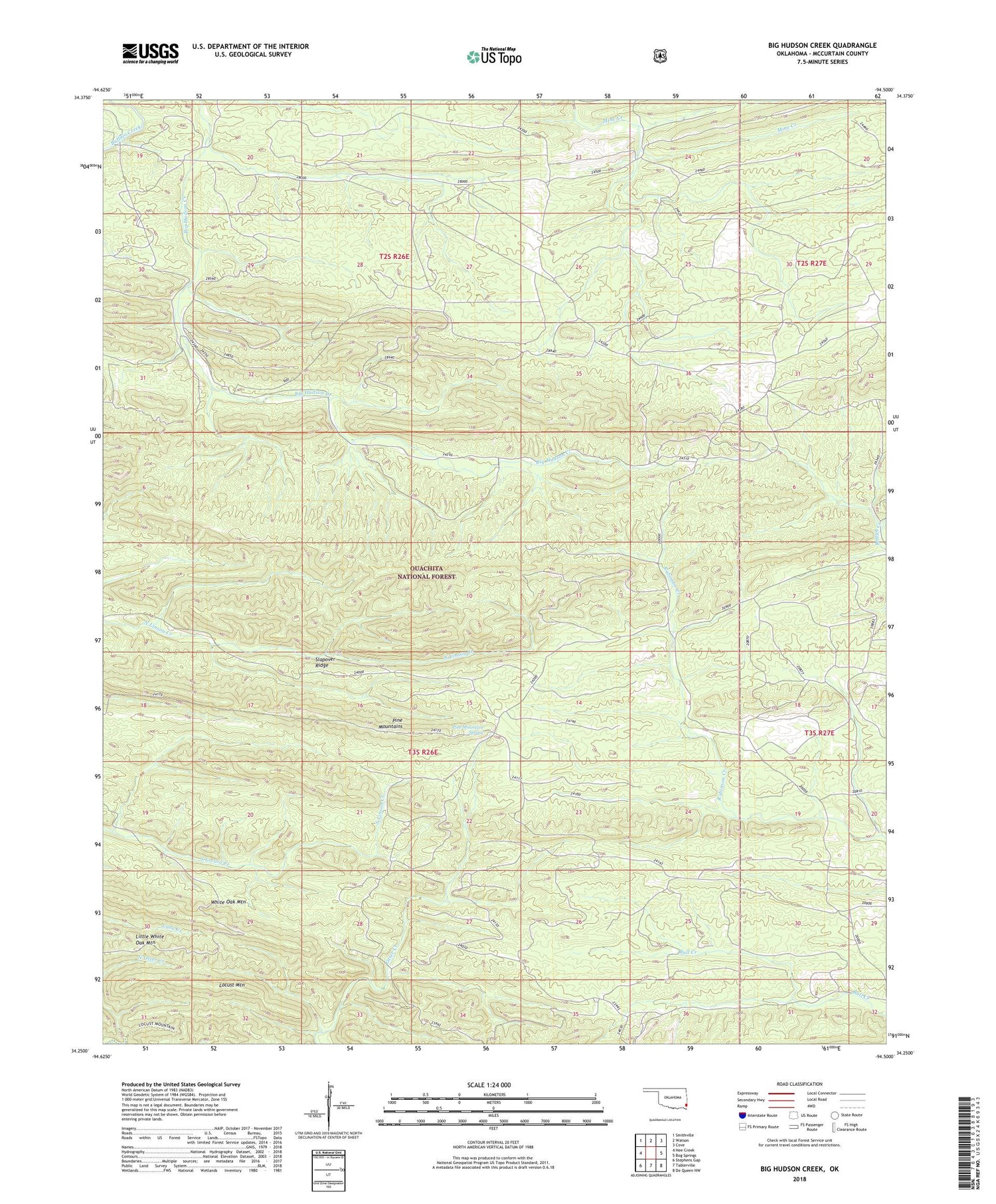 Big Hudson Creek Oklahoma US Topo Map Image