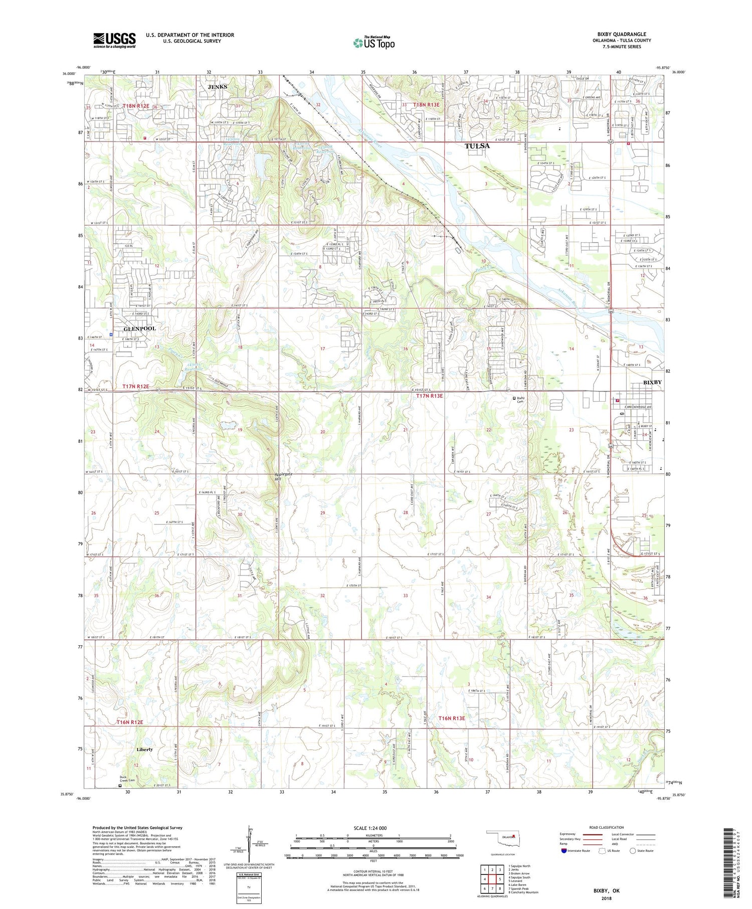 Bixby Oklahoma US Topo Map Image