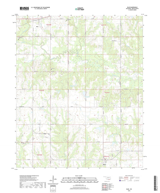 Blue Oklahoma US Topo Map Image