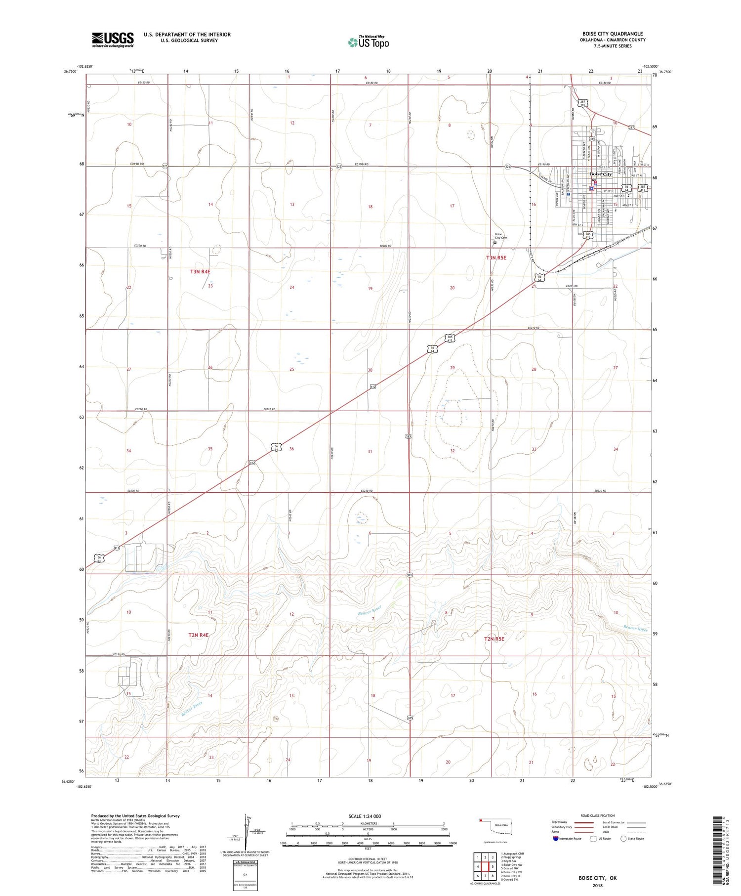 Boise City Oklahoma US Topo Map Image