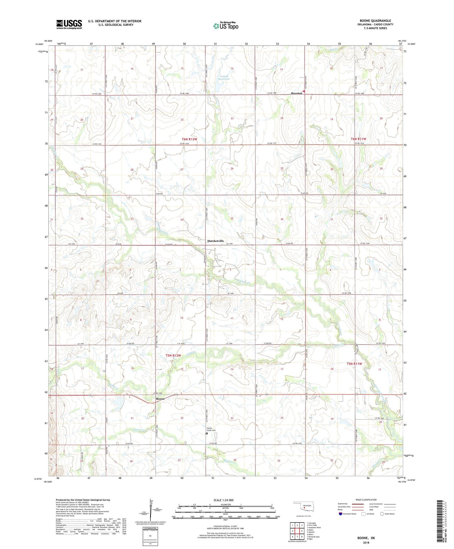 Boone Oklahoma US Topo Map Image